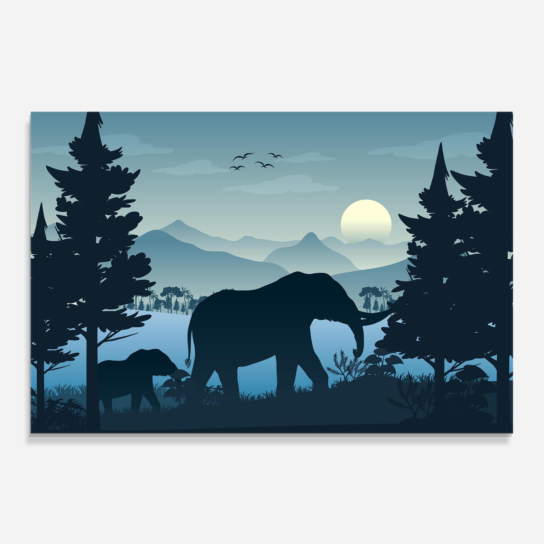 Panou Sticla Bucatarie Blue Light Elephant mockup 0