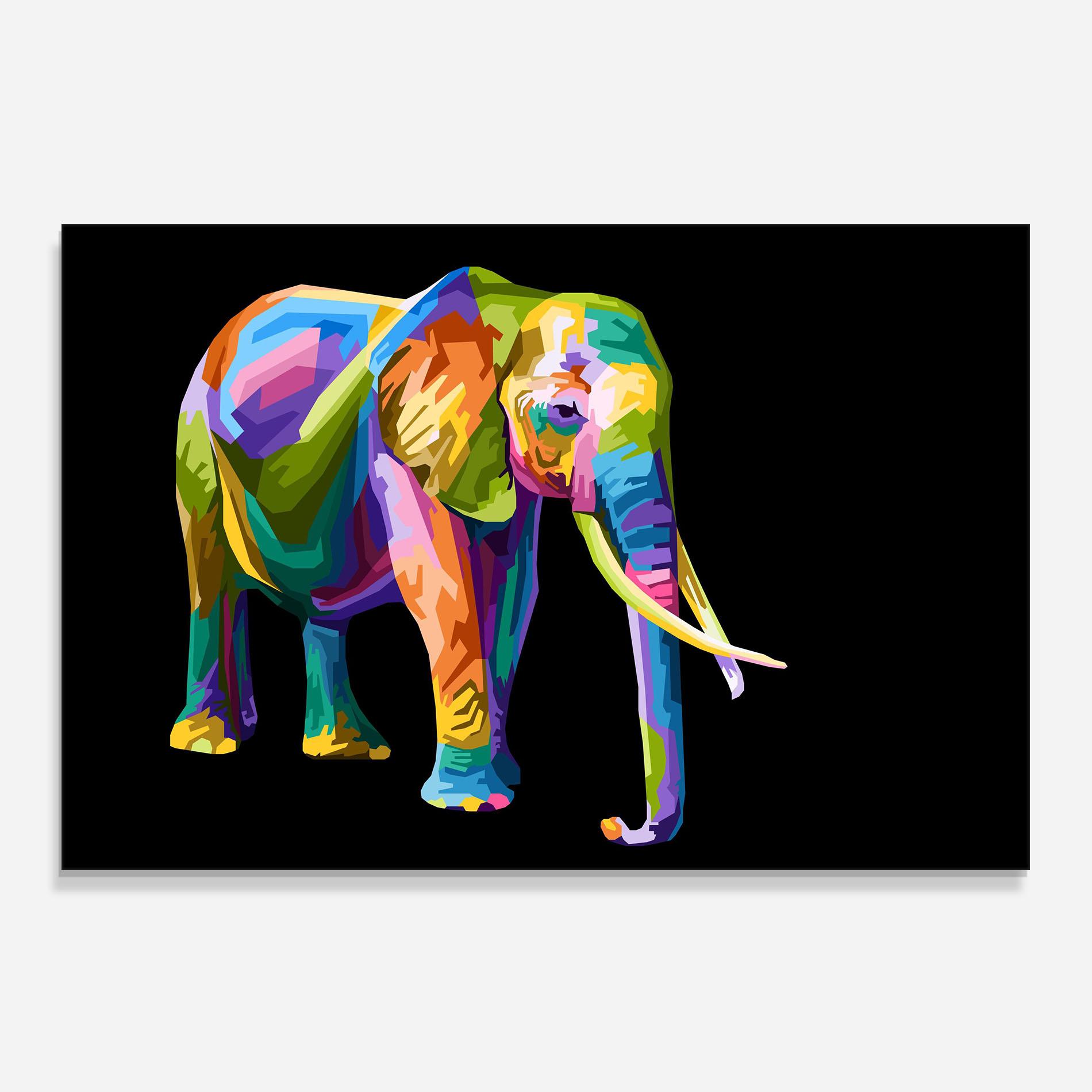 Panou Sticla Bucatarie Colorful Elephant Art mockup 0