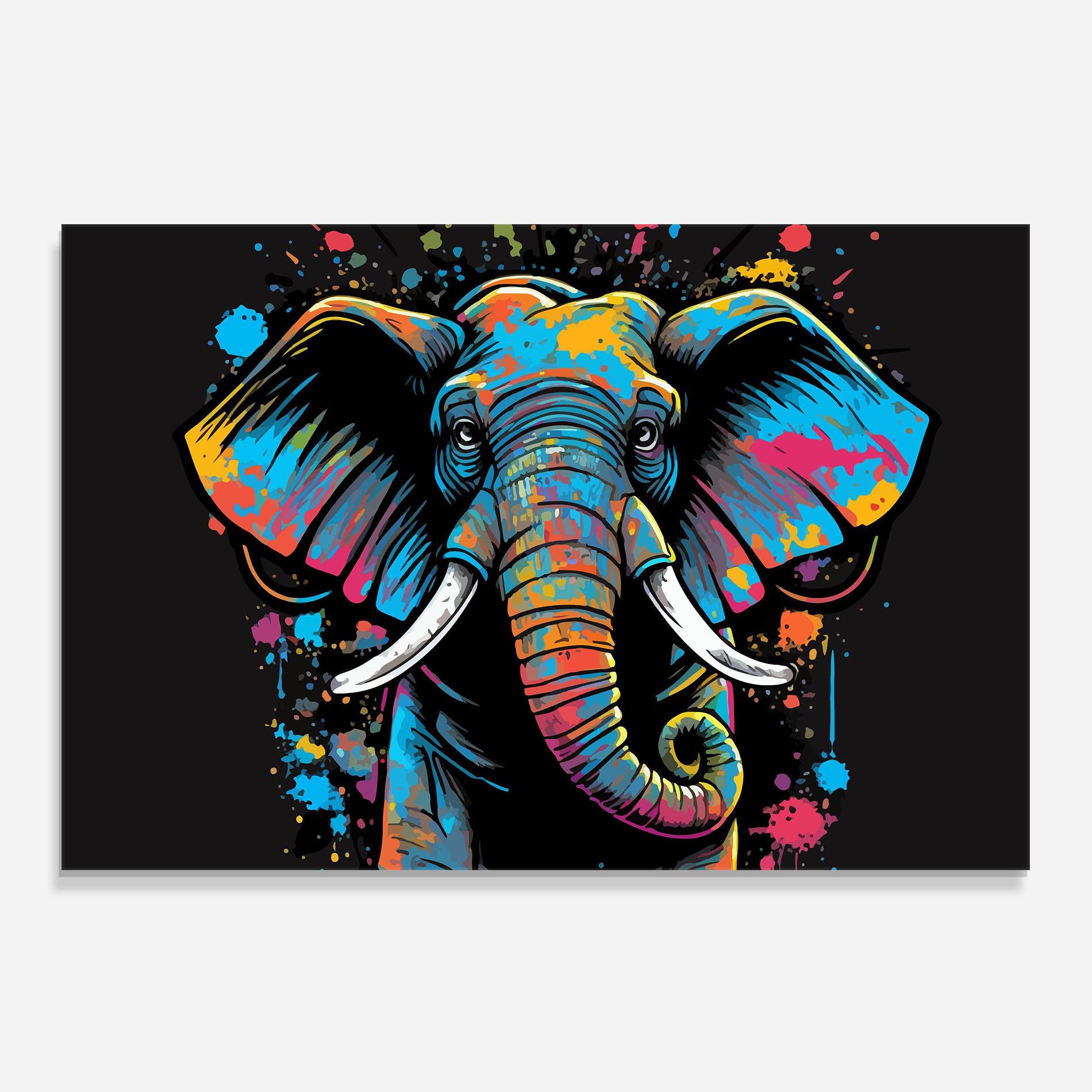 Panou Sticla Bucatarie Colorful Grey Elephant mockup 0