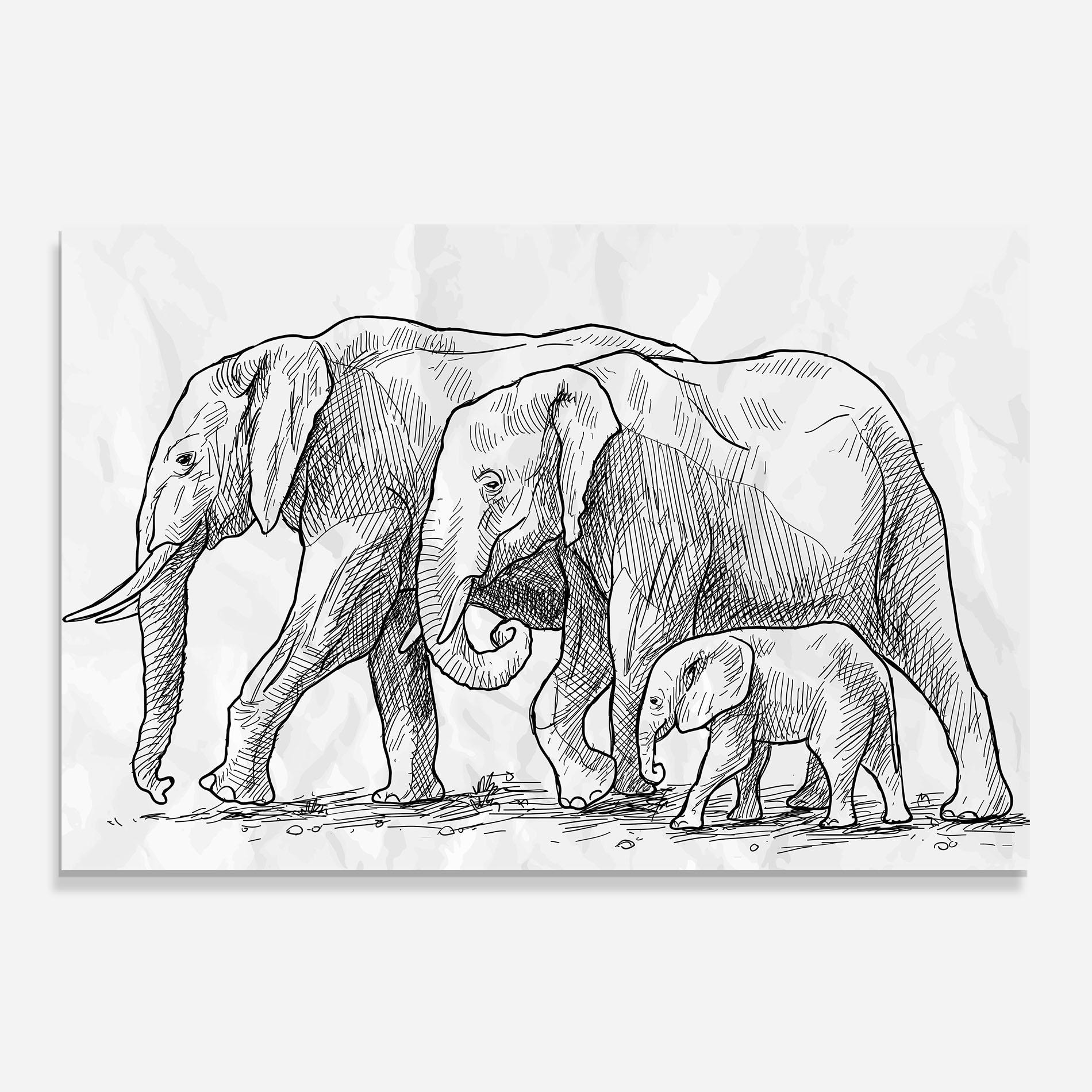 Panou Sticla Bucatarie Elephant Family mockup 0