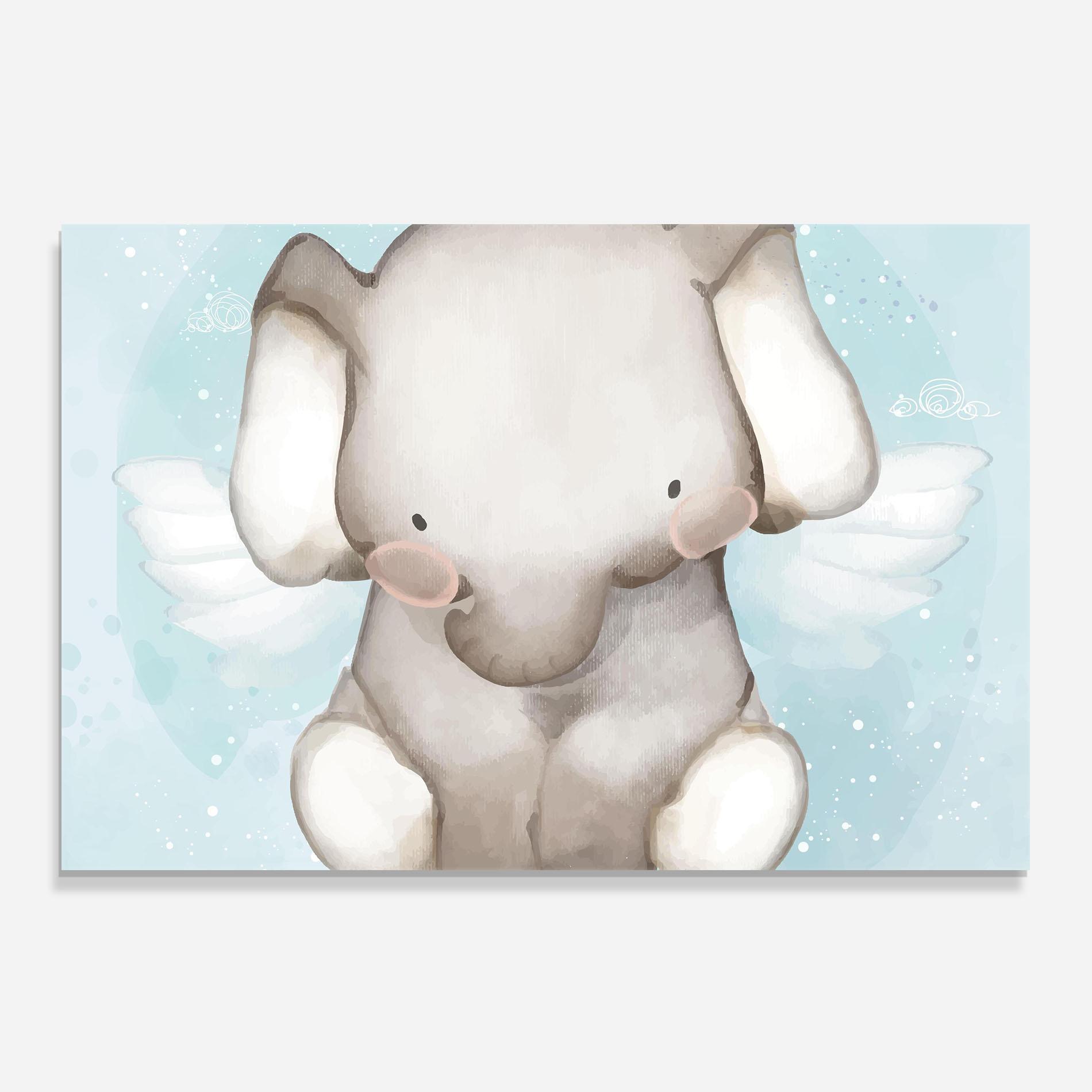 Panou Sticla Bucatarie Elephant On Blue mockup 0