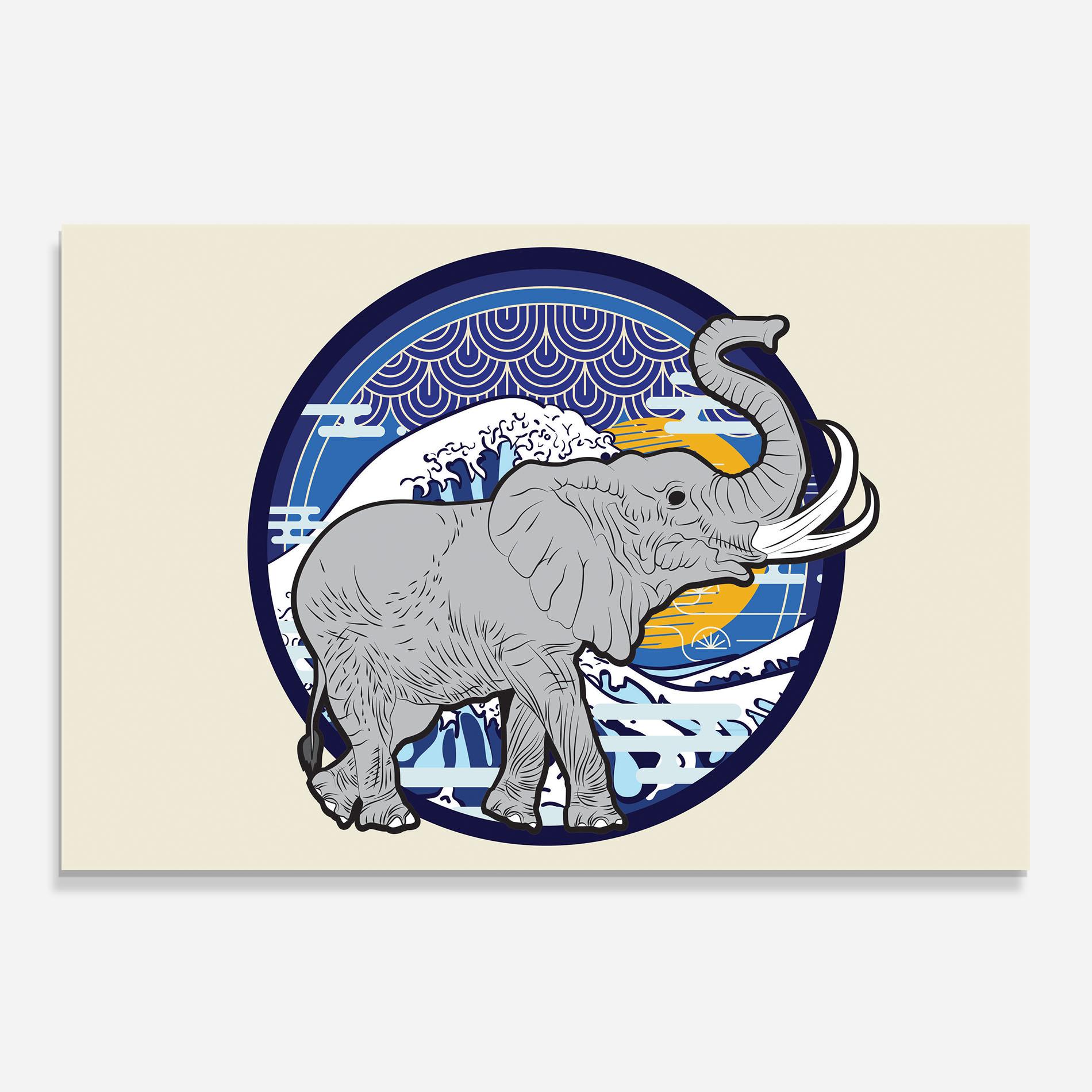 Panou Sticla Bucatarie Elephant On Cream mockup 0