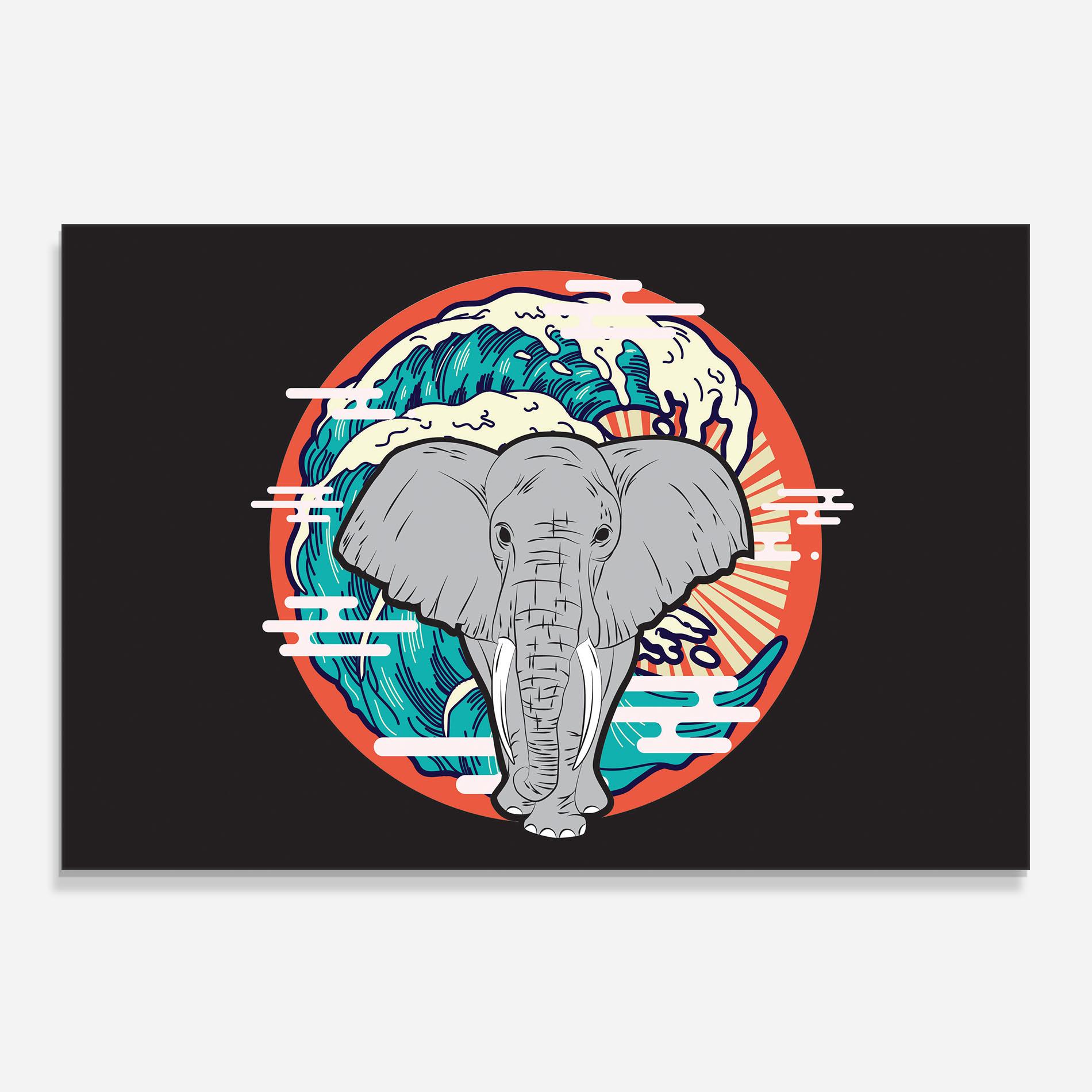 Panou Sticla Bucatarie Elephant Waves mockup 0