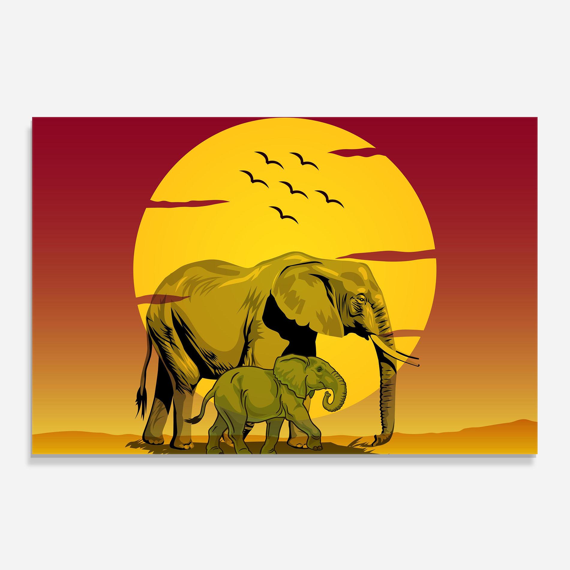 Panou Sticla Bucatarie Mom And Baby Elephant mockup 0