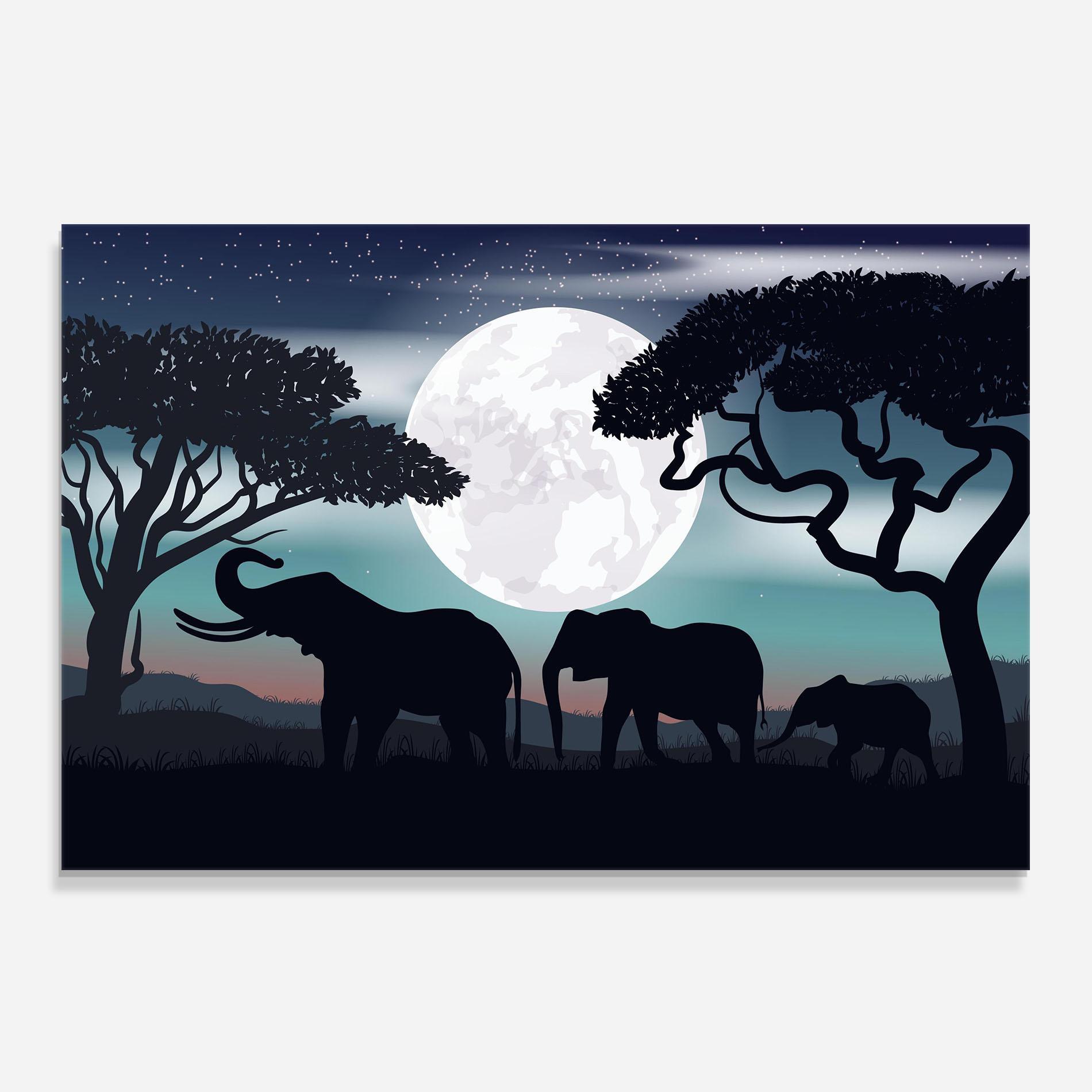 Panou Sticla Bucatarie Moon Elephant mockup 0