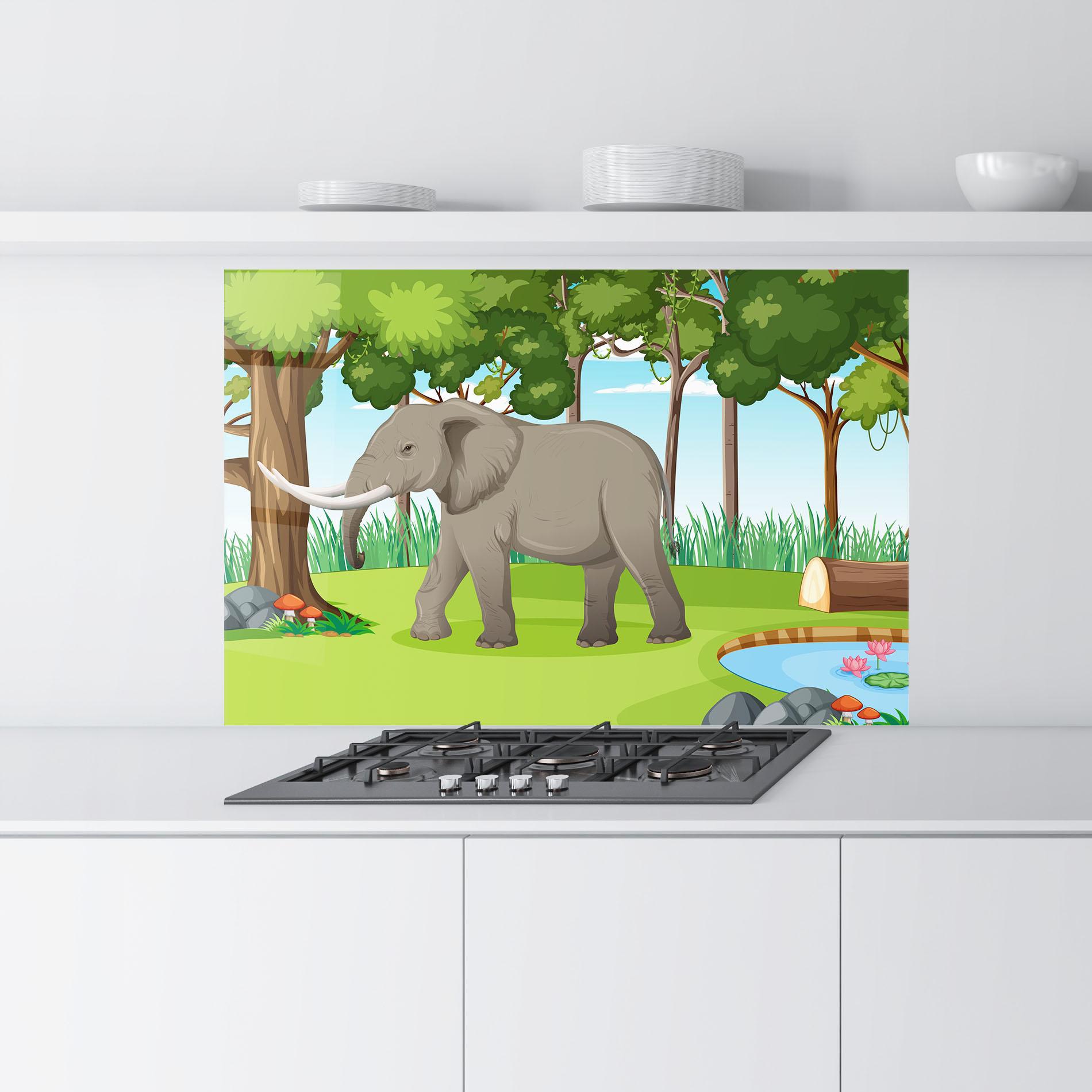 Panou Sticla Bucatarie Animated Elephant mockup 9