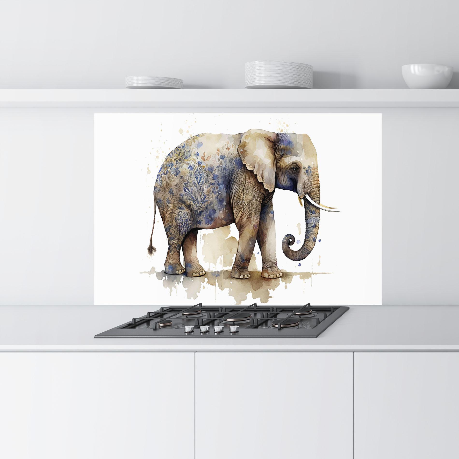 Panou Sticla Bucatarie Blue Grey Elephant mockup 9