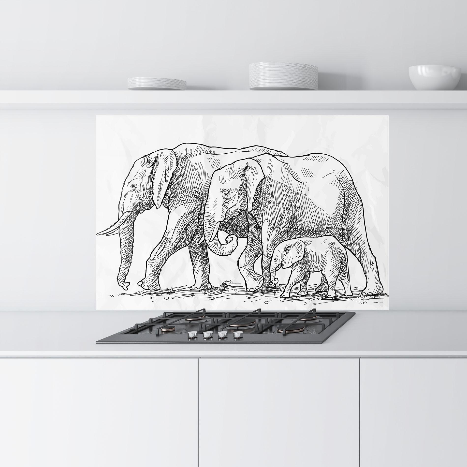Panou Sticla Bucatarie Elephant Family mockup 9