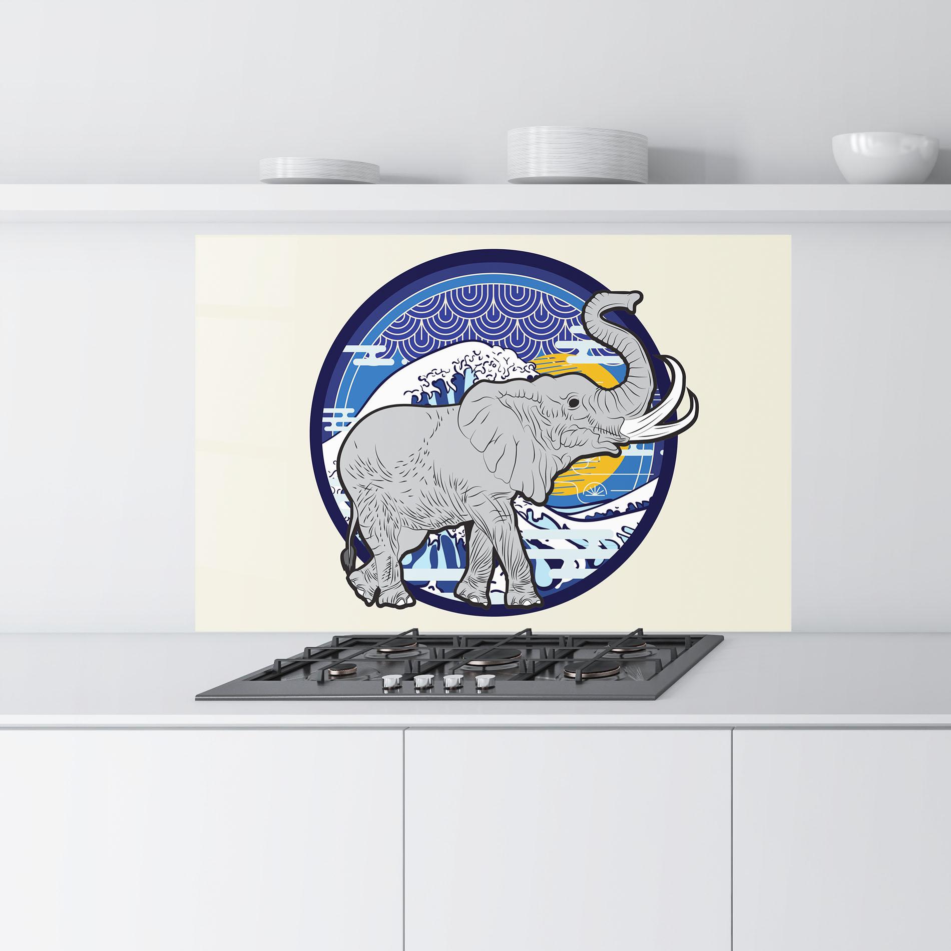 Panou Sticla Bucatarie Elephant On Cream mockup 9