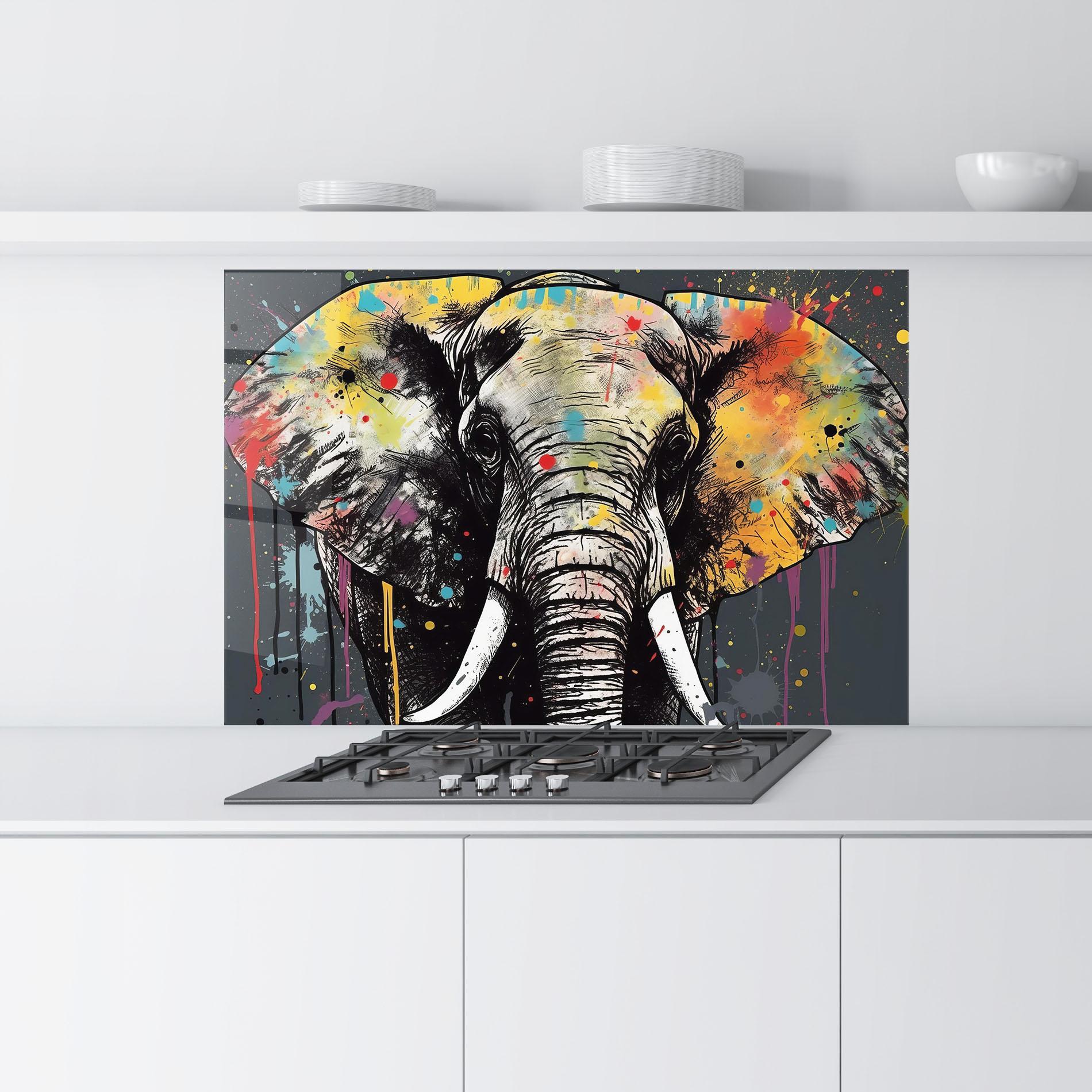 Panou Sticla Bucatarie Elephant Portrait Art mockup 9