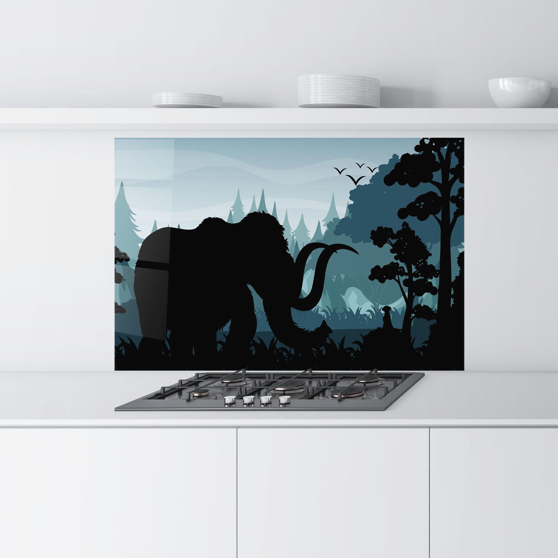 Panou Sticla Bucatarie Elephant Shilouette mockup 9