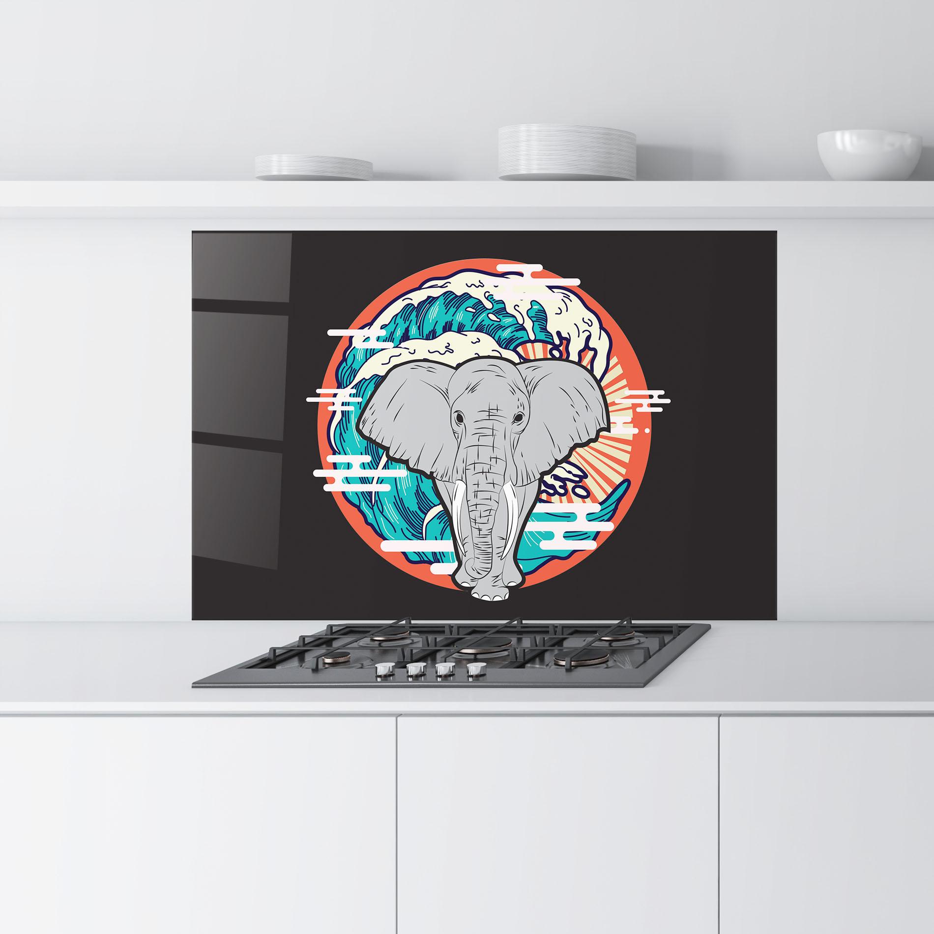 Panou Sticla Bucatarie Elephant Waves mockup 9