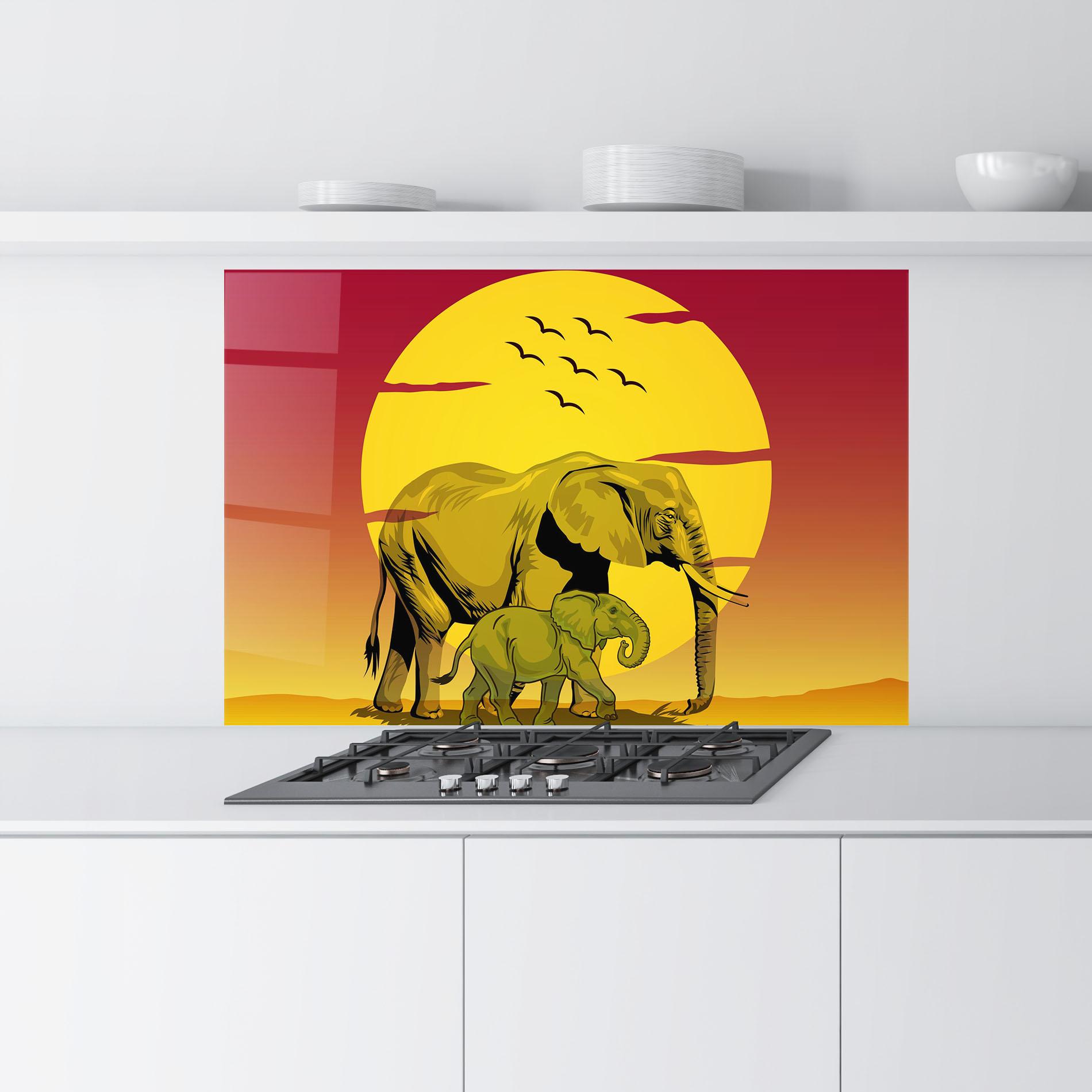 Panou Sticla Bucatarie Mom And Baby Elephant mockup 9