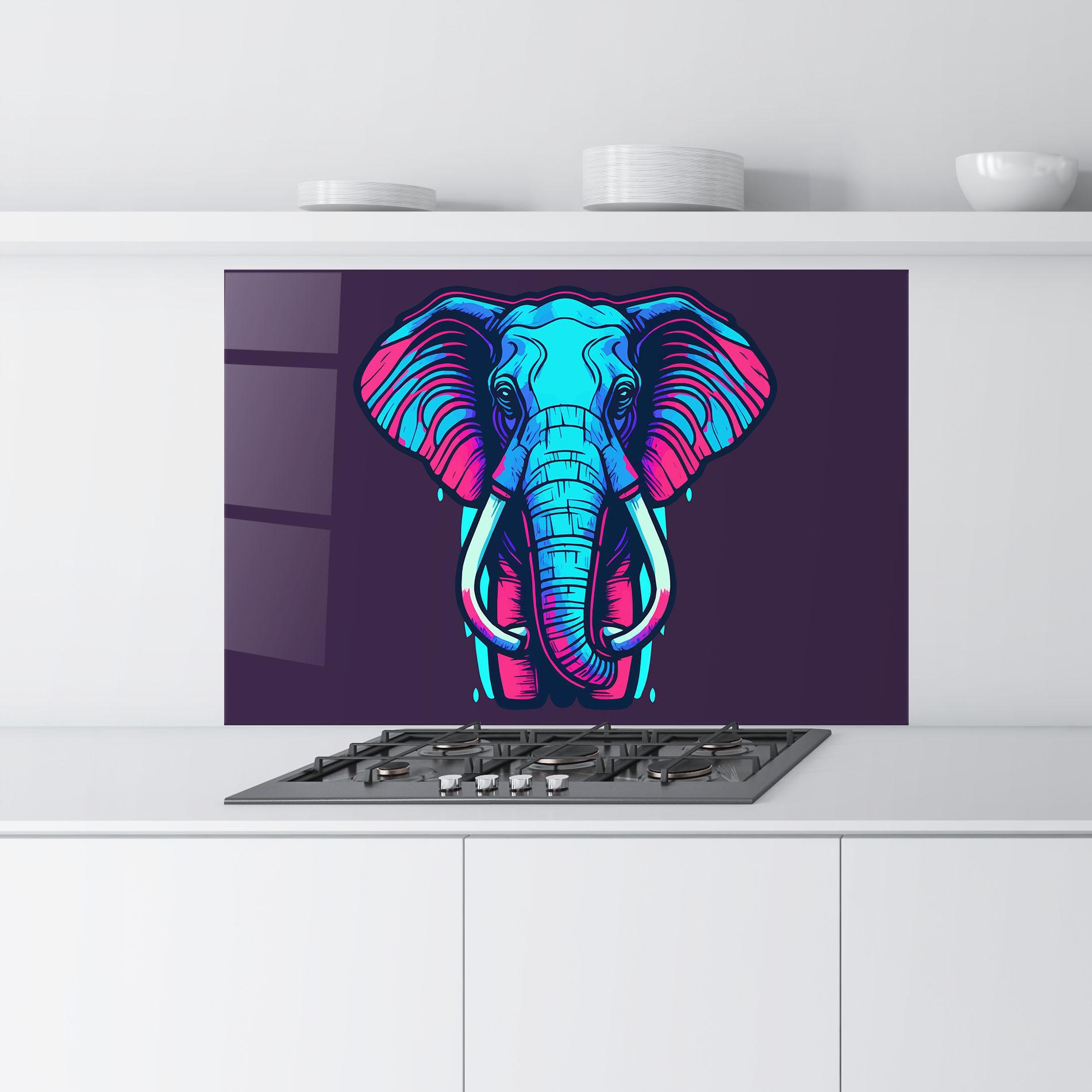 Panou Sticla Bucatarie Pink Blue Elephant mockup 9