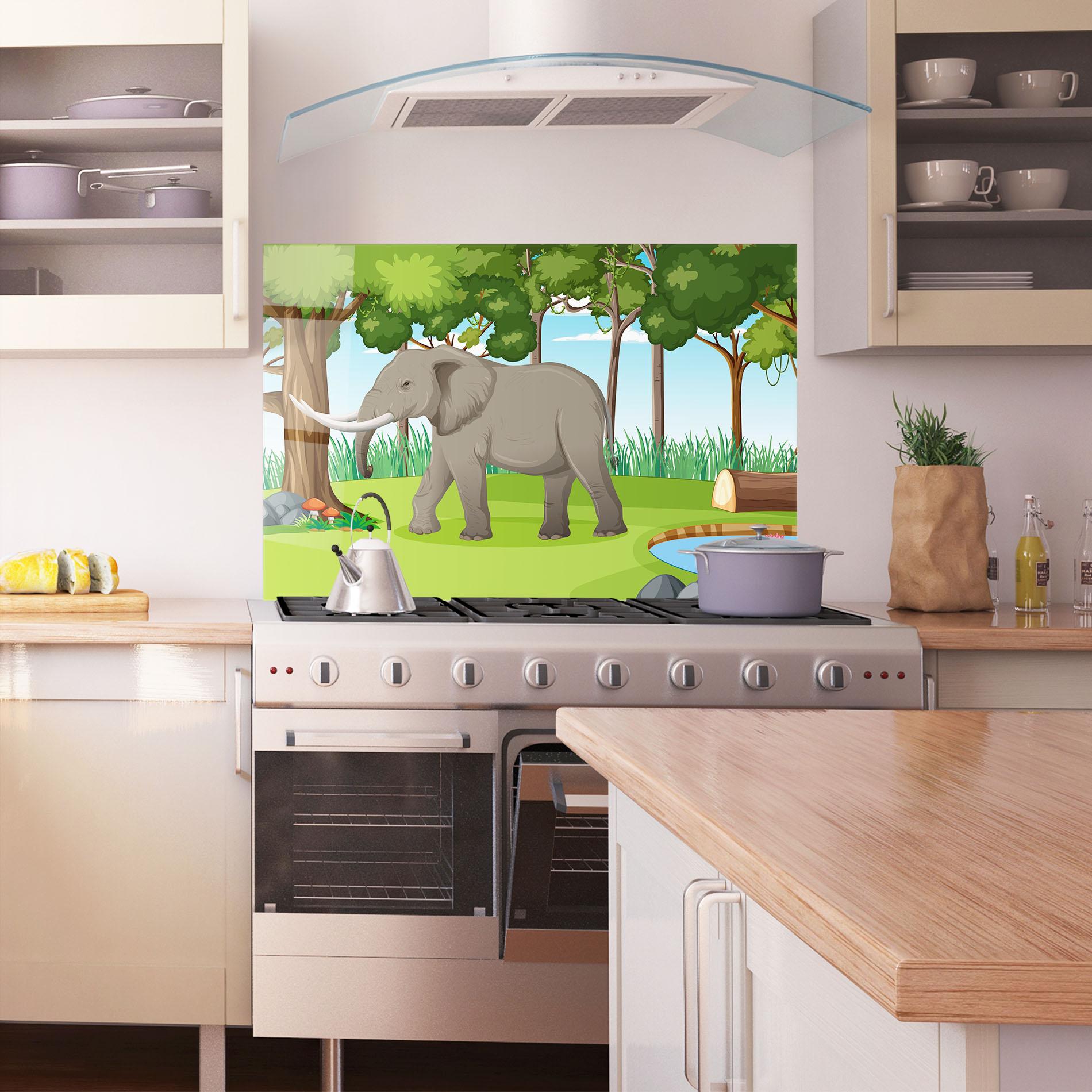 Panou Sticla Bucatarie Animated Elephant mockup 1
