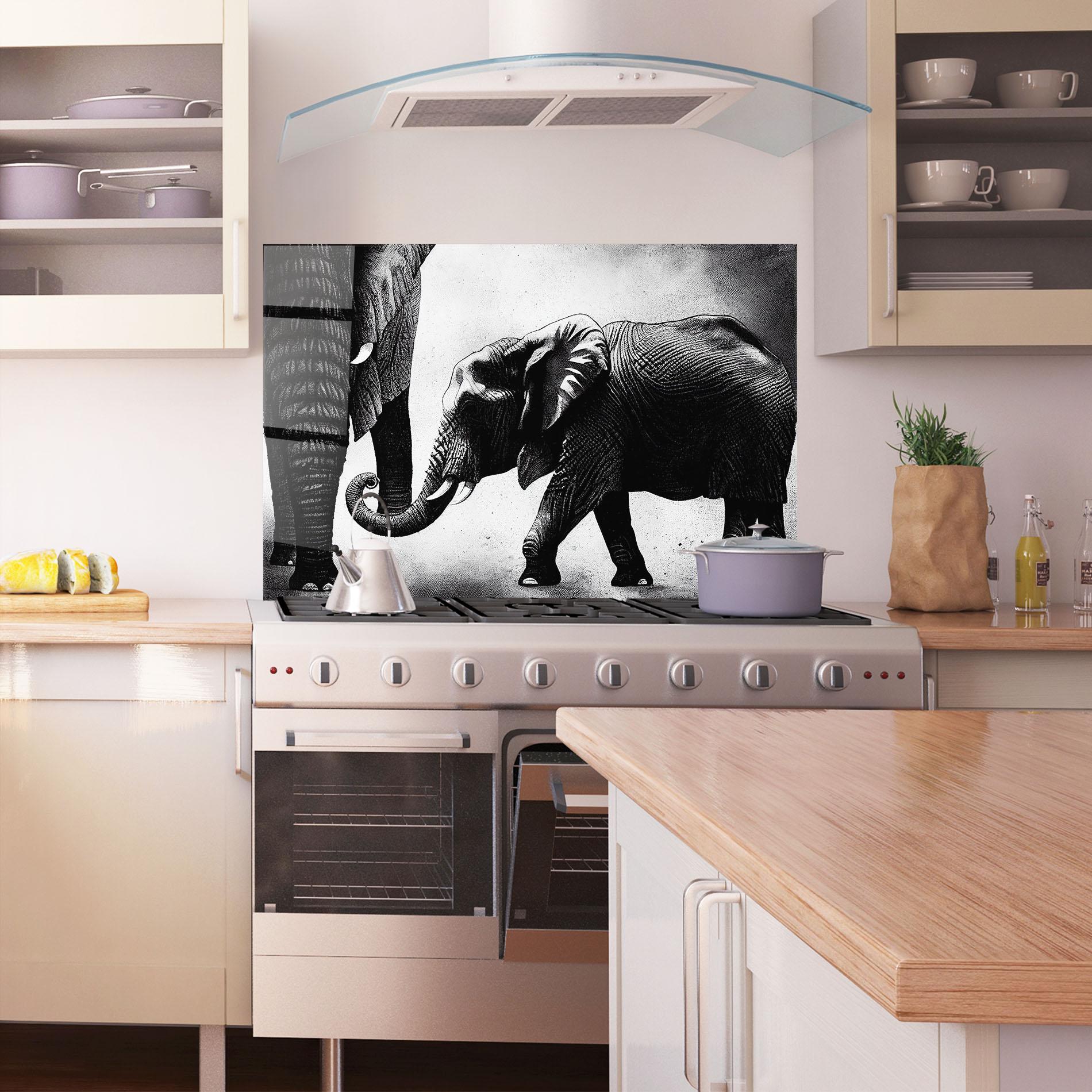 Panou Sticla Bucatarie Baby Elephant mockup 1