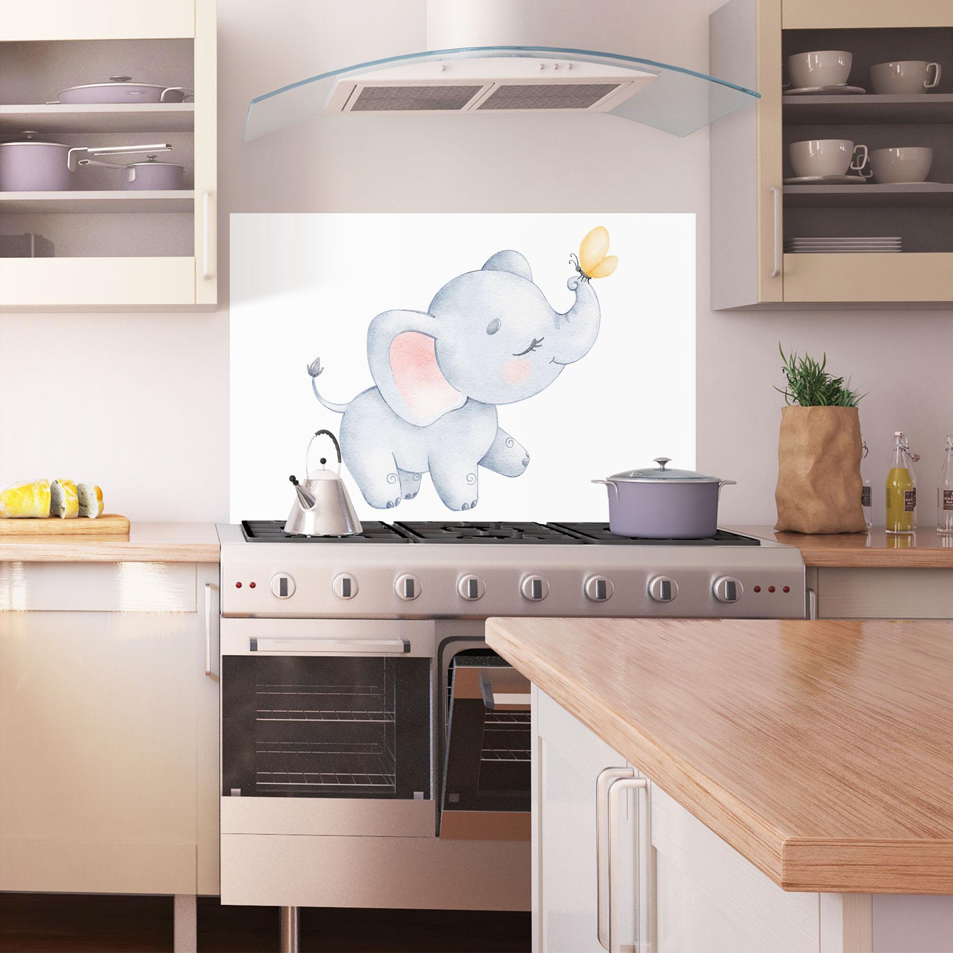 Panou Sticla Bucatarie Elephant Butterfly mockup 1