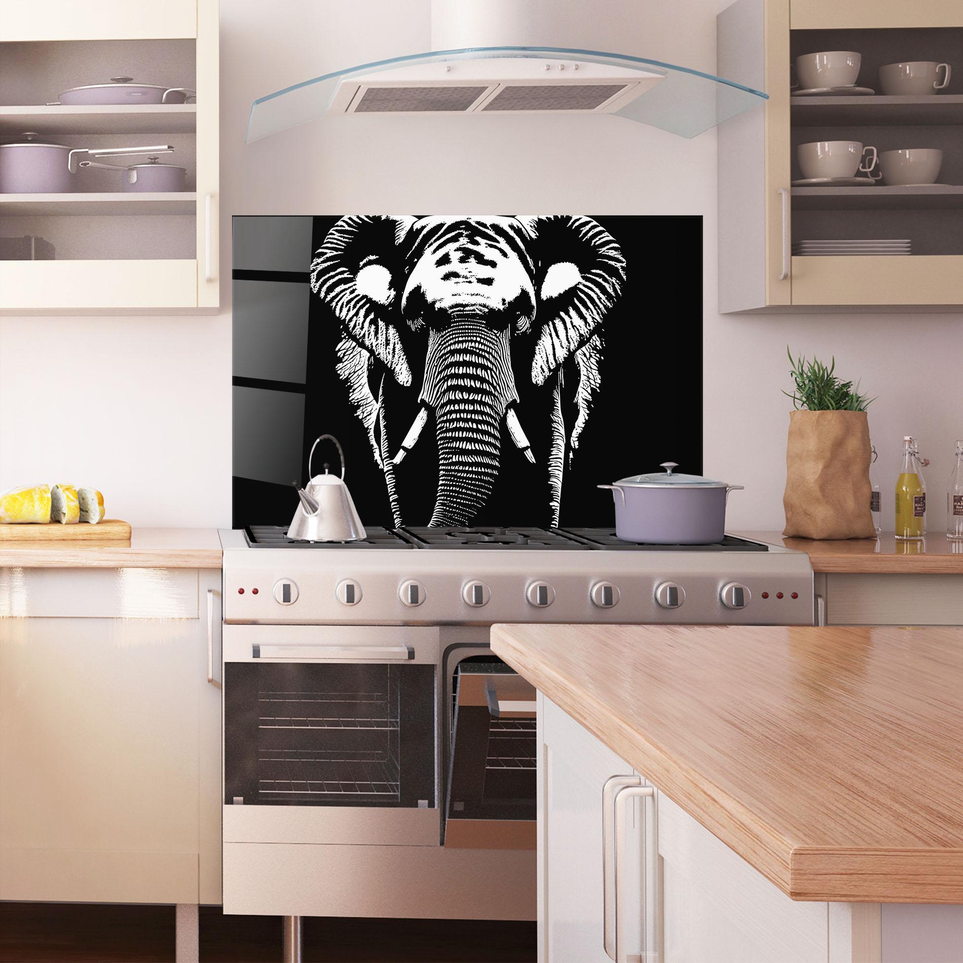 Panou Sticla Bucatarie Elephant Drawing mockup 1