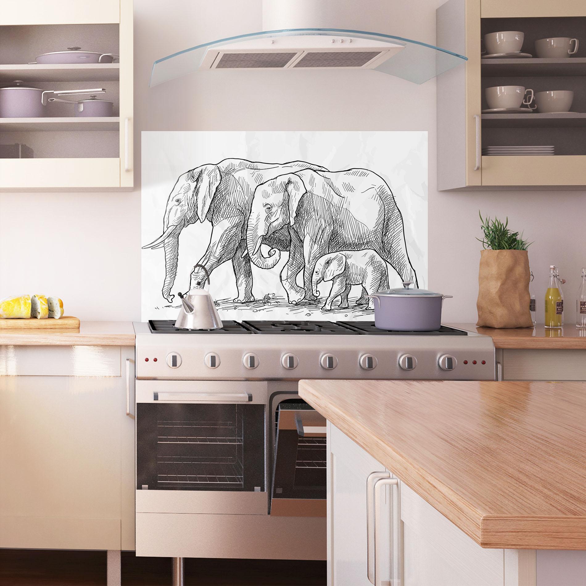 Panou Sticla Bucatarie Elephant Family mockup 1