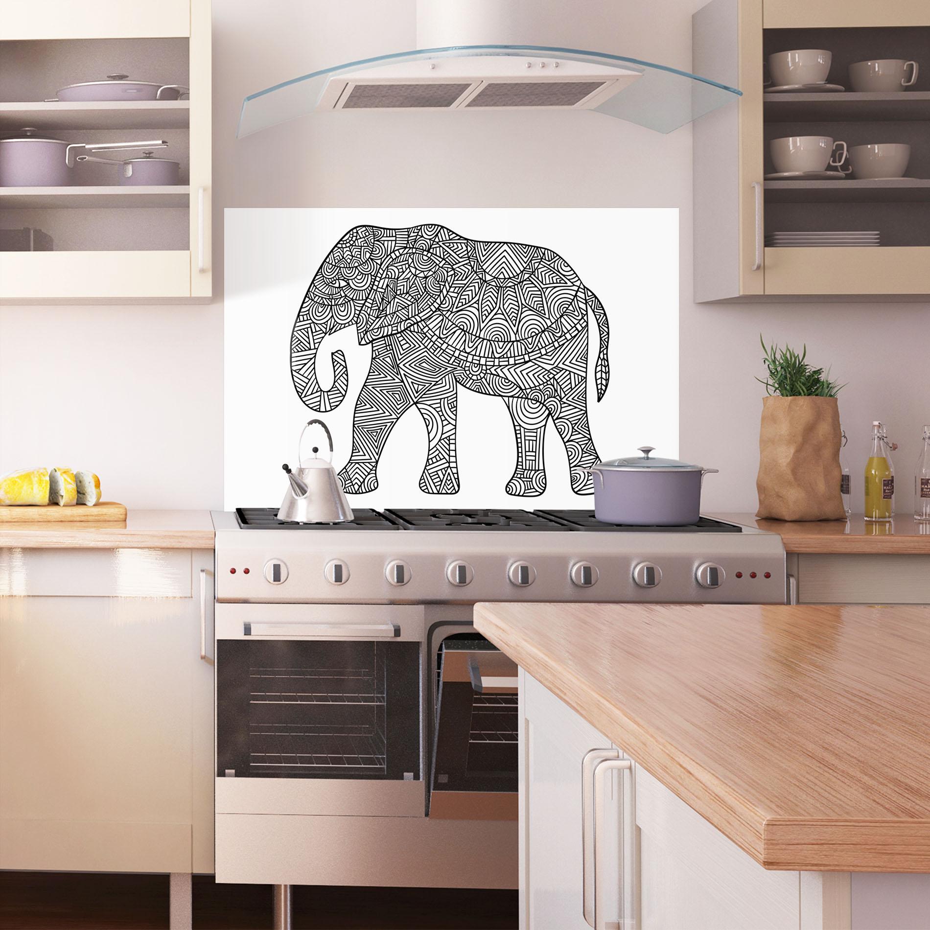 Panou Sticla Bucatarie Elephant Mandala mockup 1