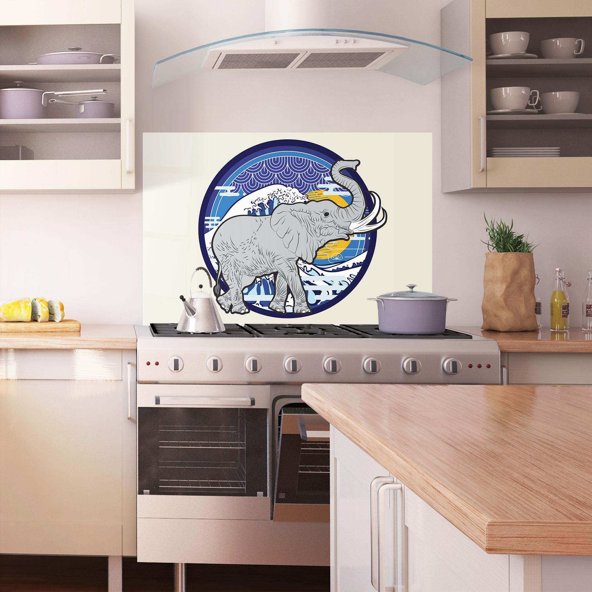 Panou Sticla Bucatarie Elephant On Cream mockup 1