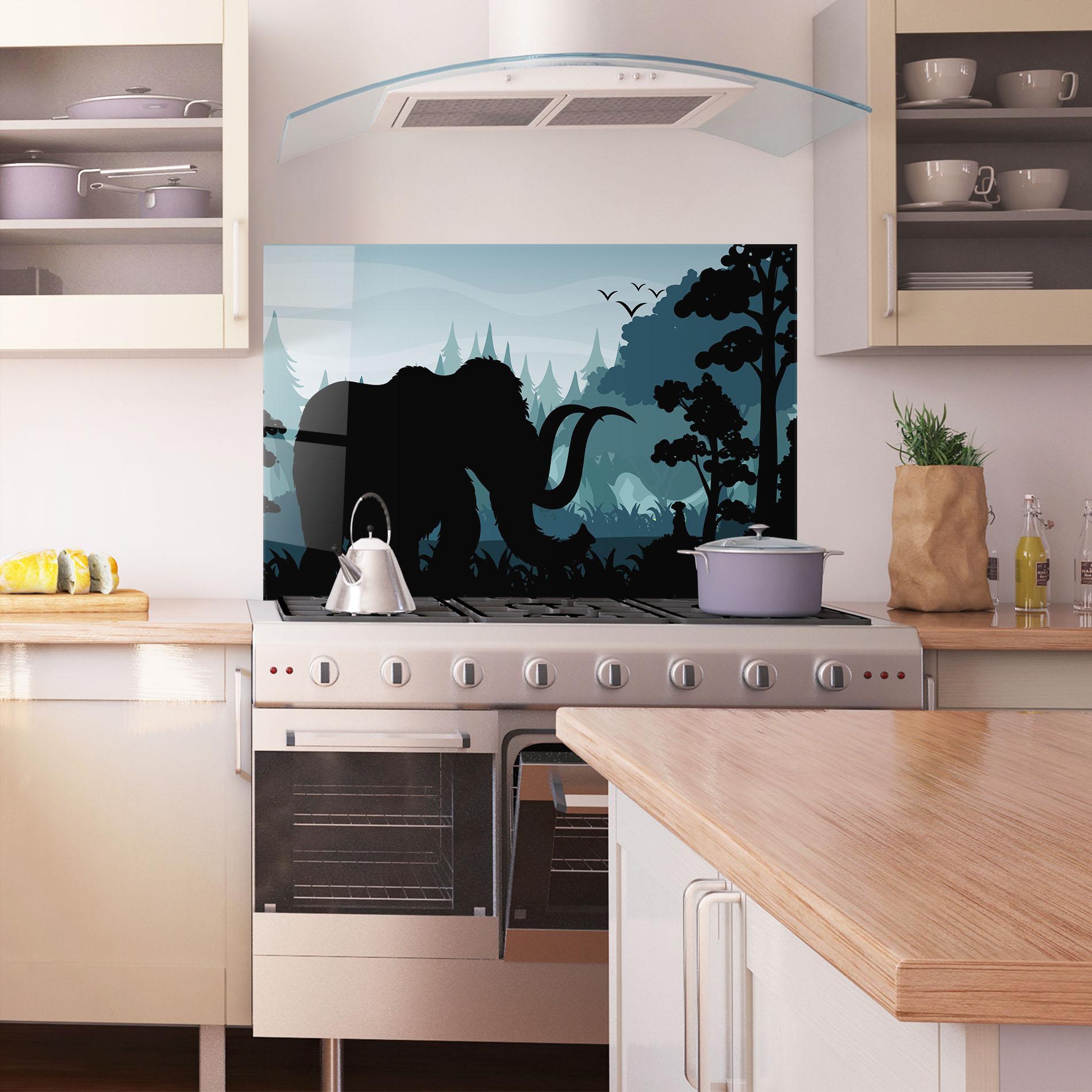 Panou Sticla Bucatarie Elephant Shilouette mockup 1