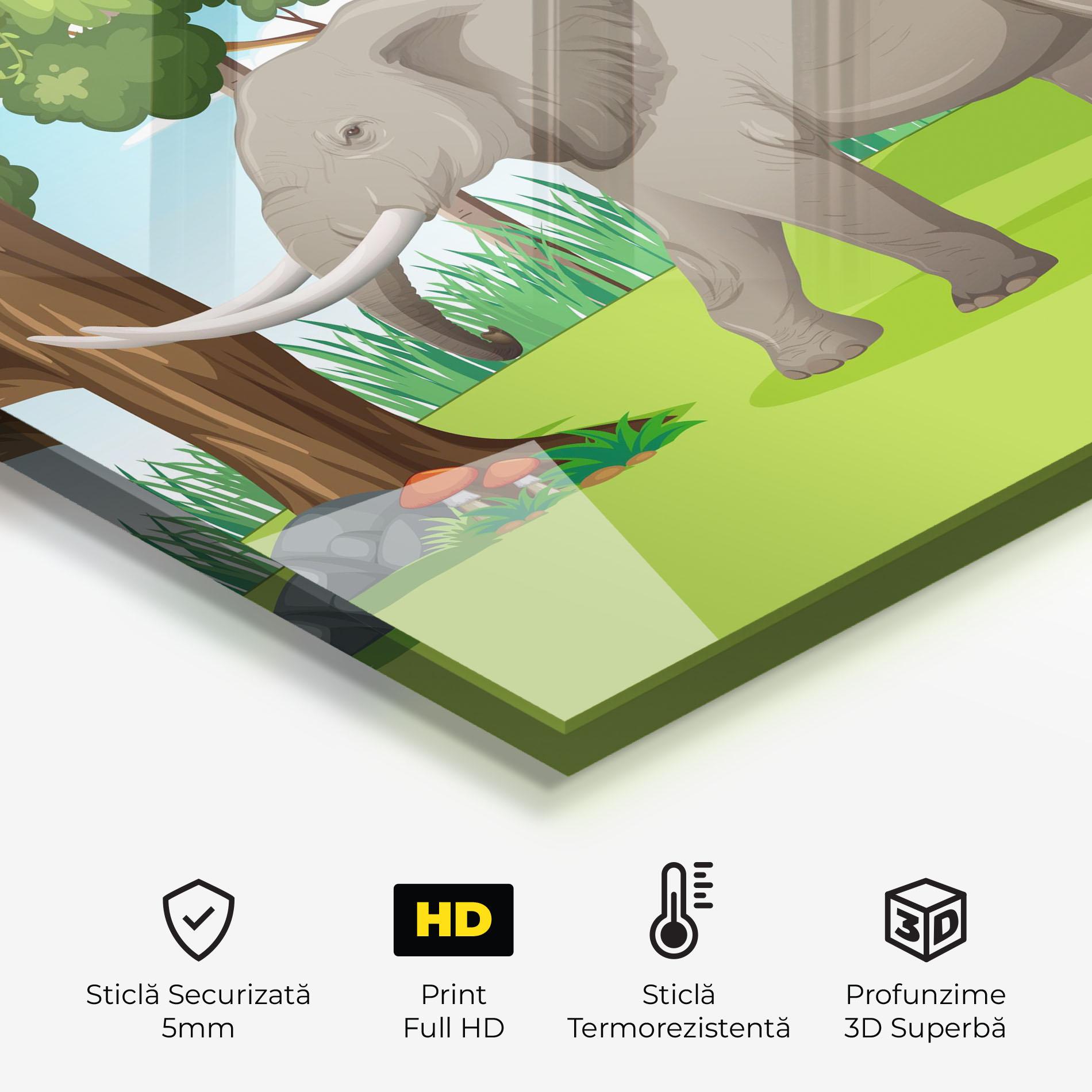 Panou Sticla Bucatarie Animated Elephant mockup 2