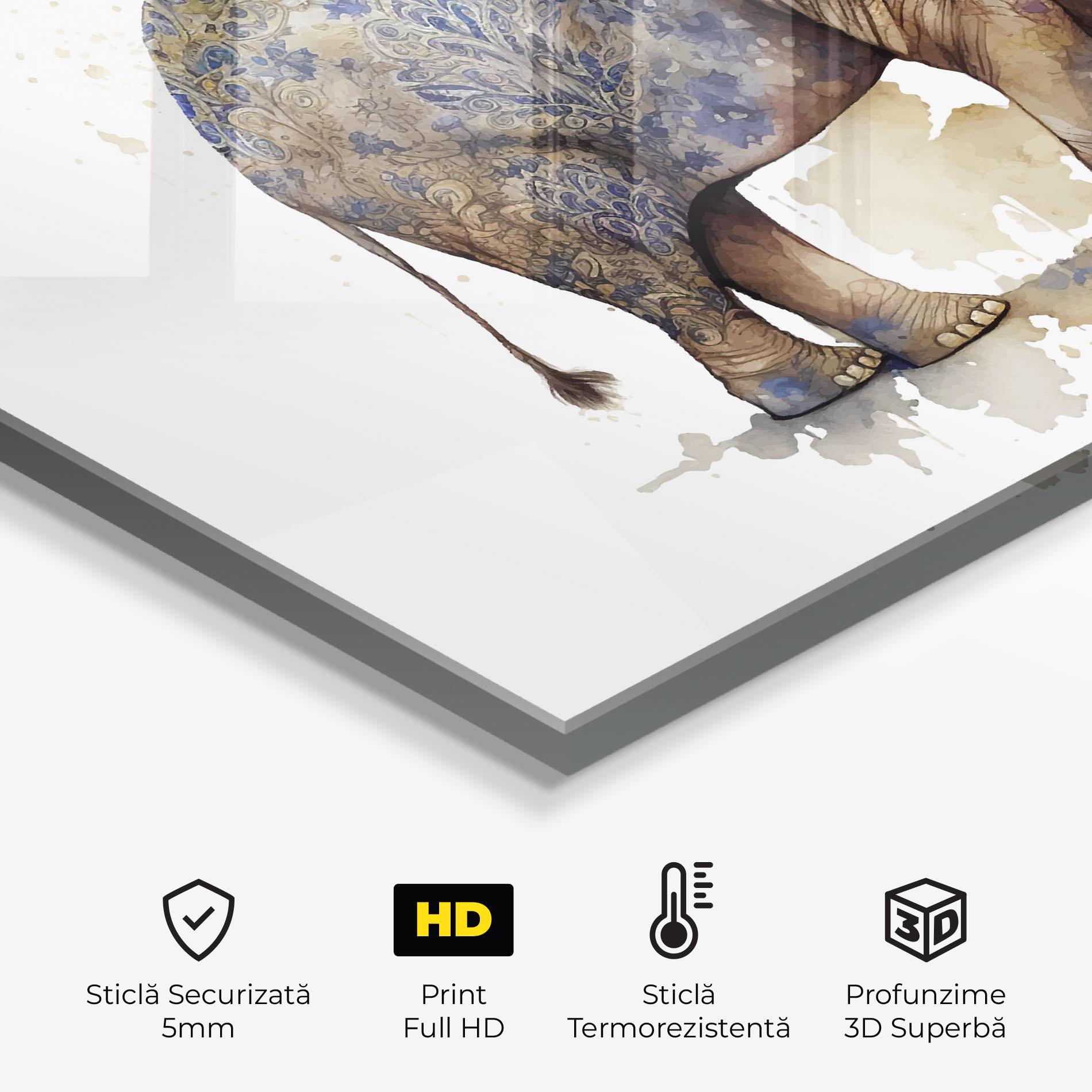 Panou Sticla Bucatarie Blue Grey Elephant mockup 2