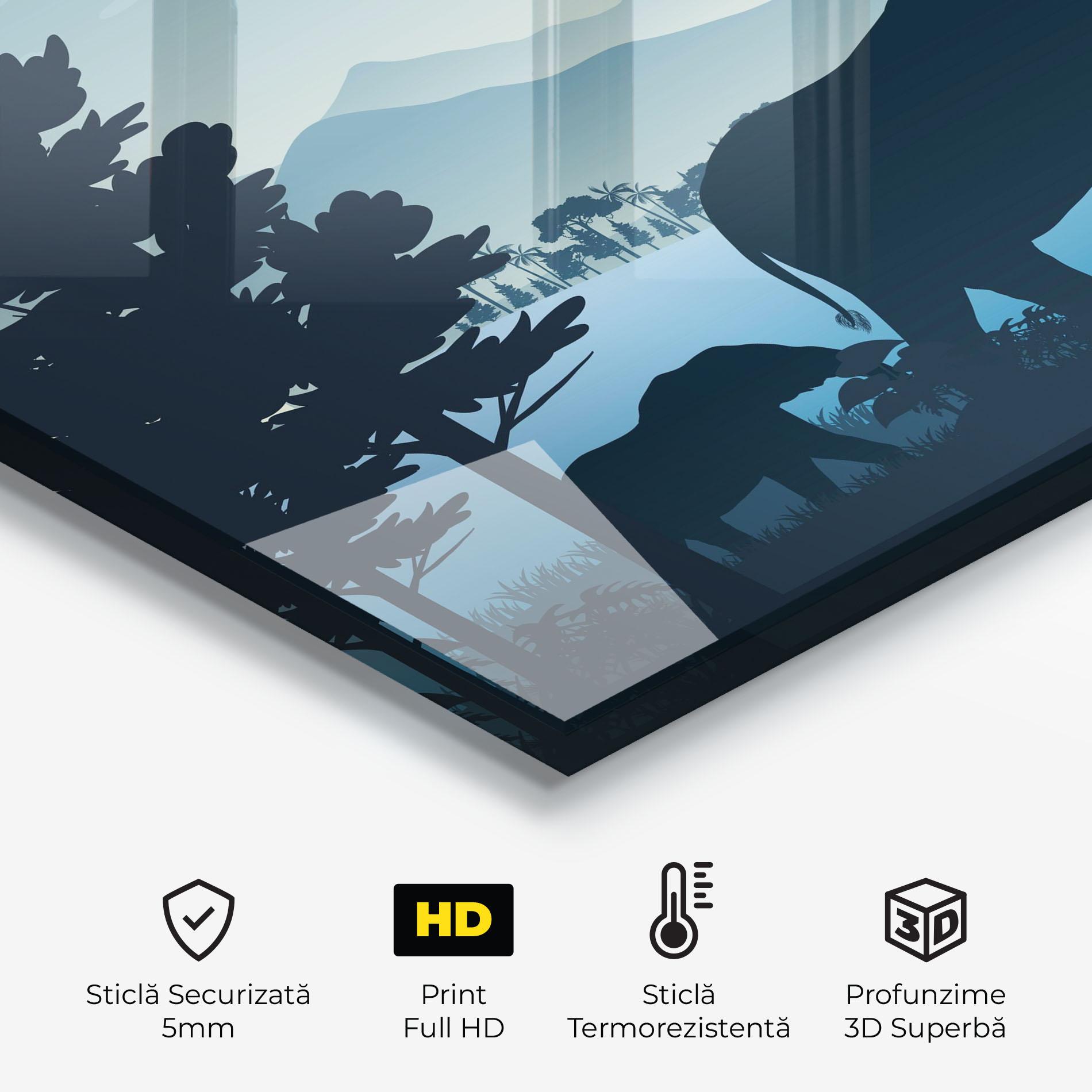 Panou Sticla Bucatarie Blue Light Elephant mockup 2