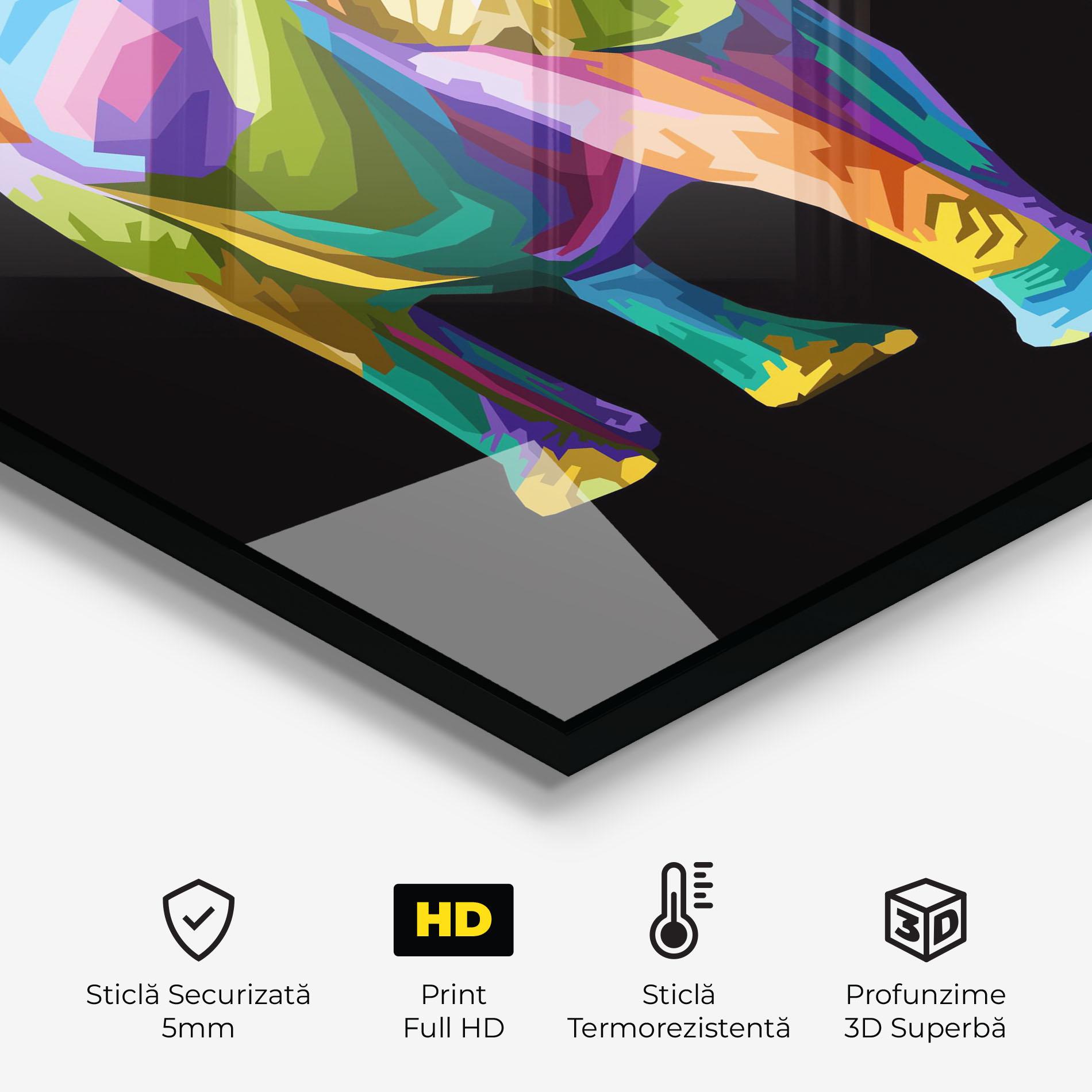 Panou Sticla Bucatarie Colorful Elephant Art mockup 2