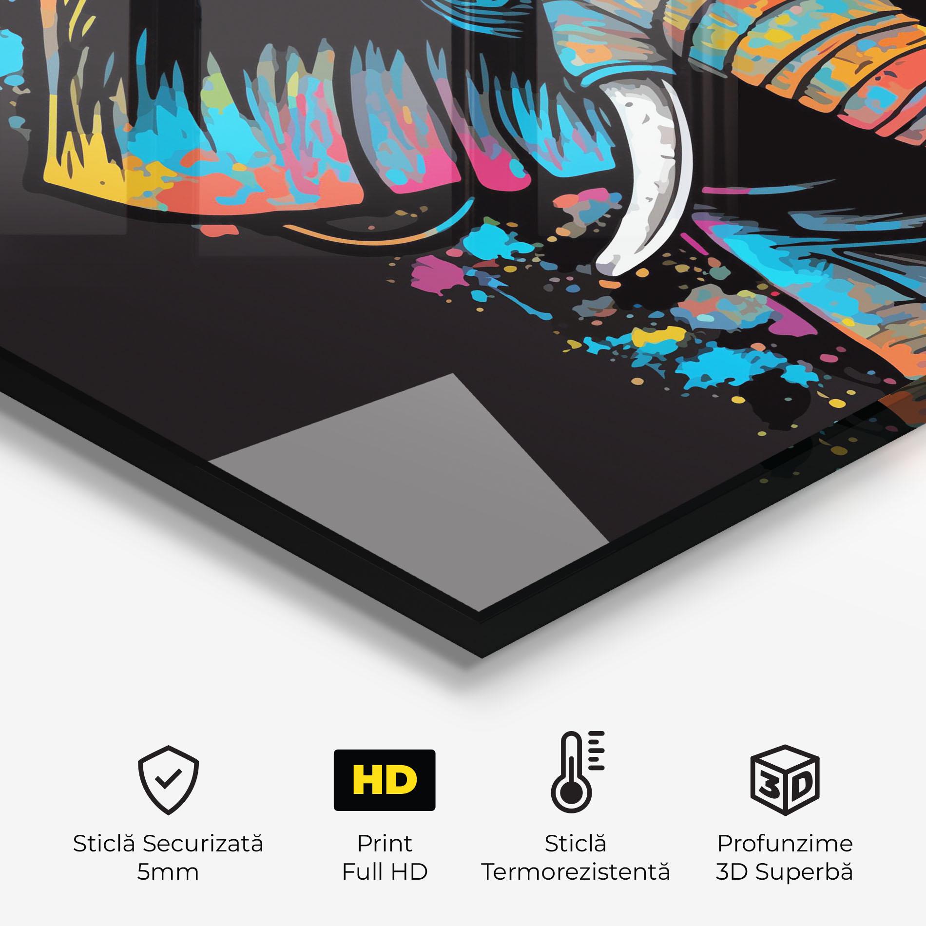 Panou Sticla Bucatarie Colorful Grey Elephant mockup 2