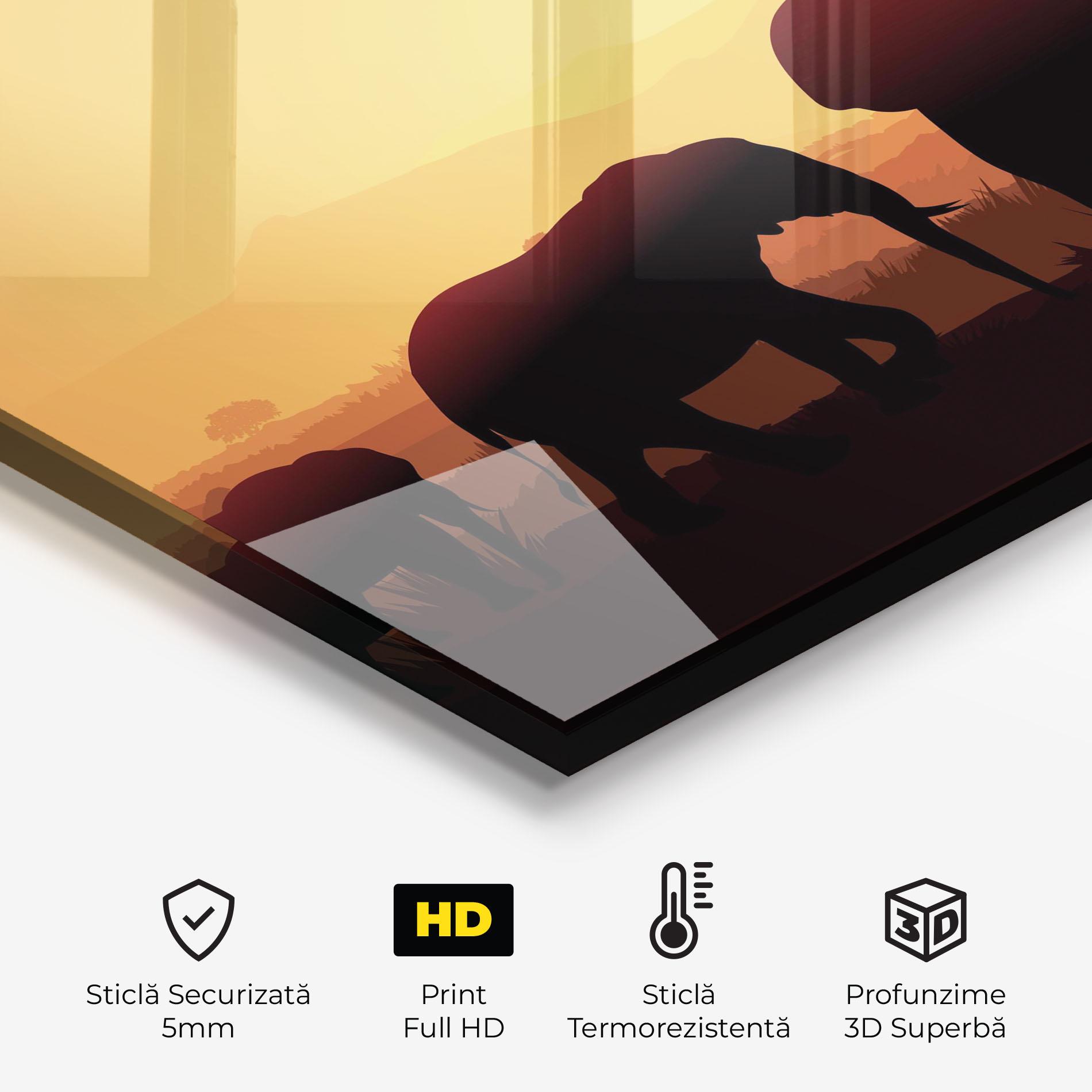 Panou Sticla Bucatarie Elephant Shilouette Sunset mockup 2