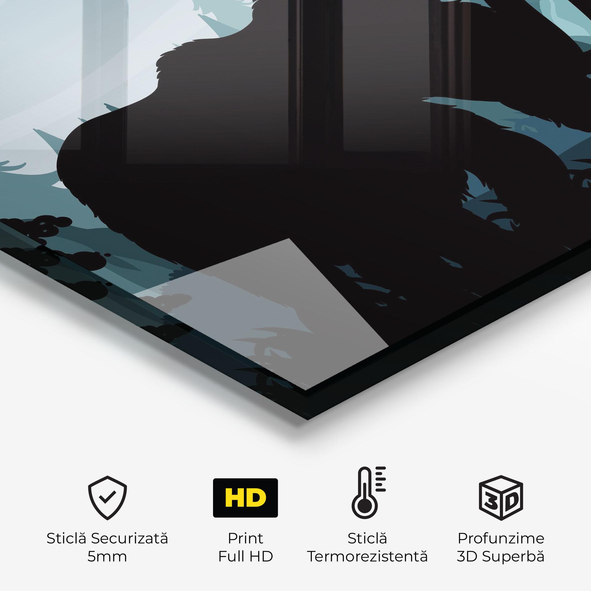 Panou Sticla Bucatarie Elephant Shilouette mockup 2