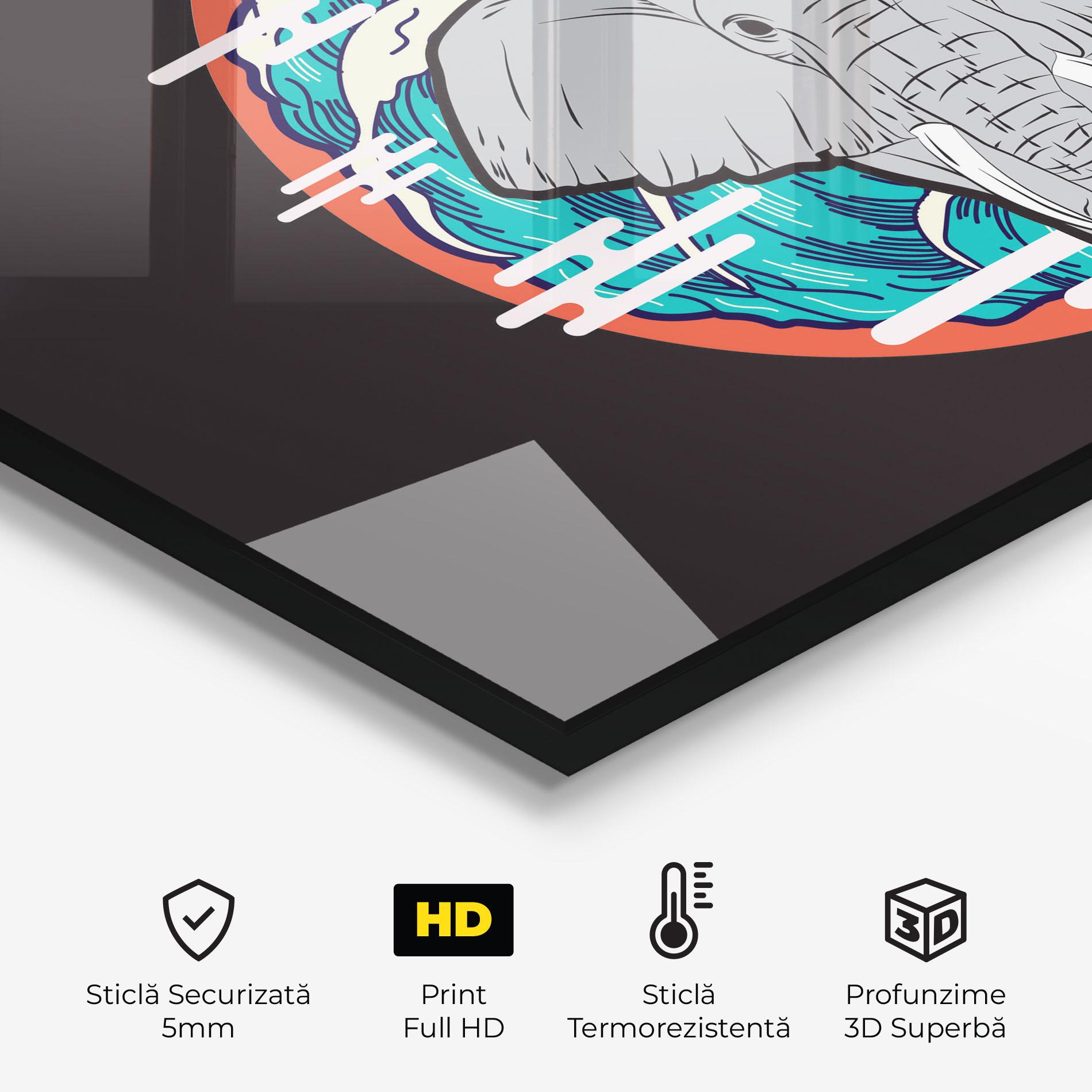 Panou Sticla Bucatarie Elephant Waves mockup 2