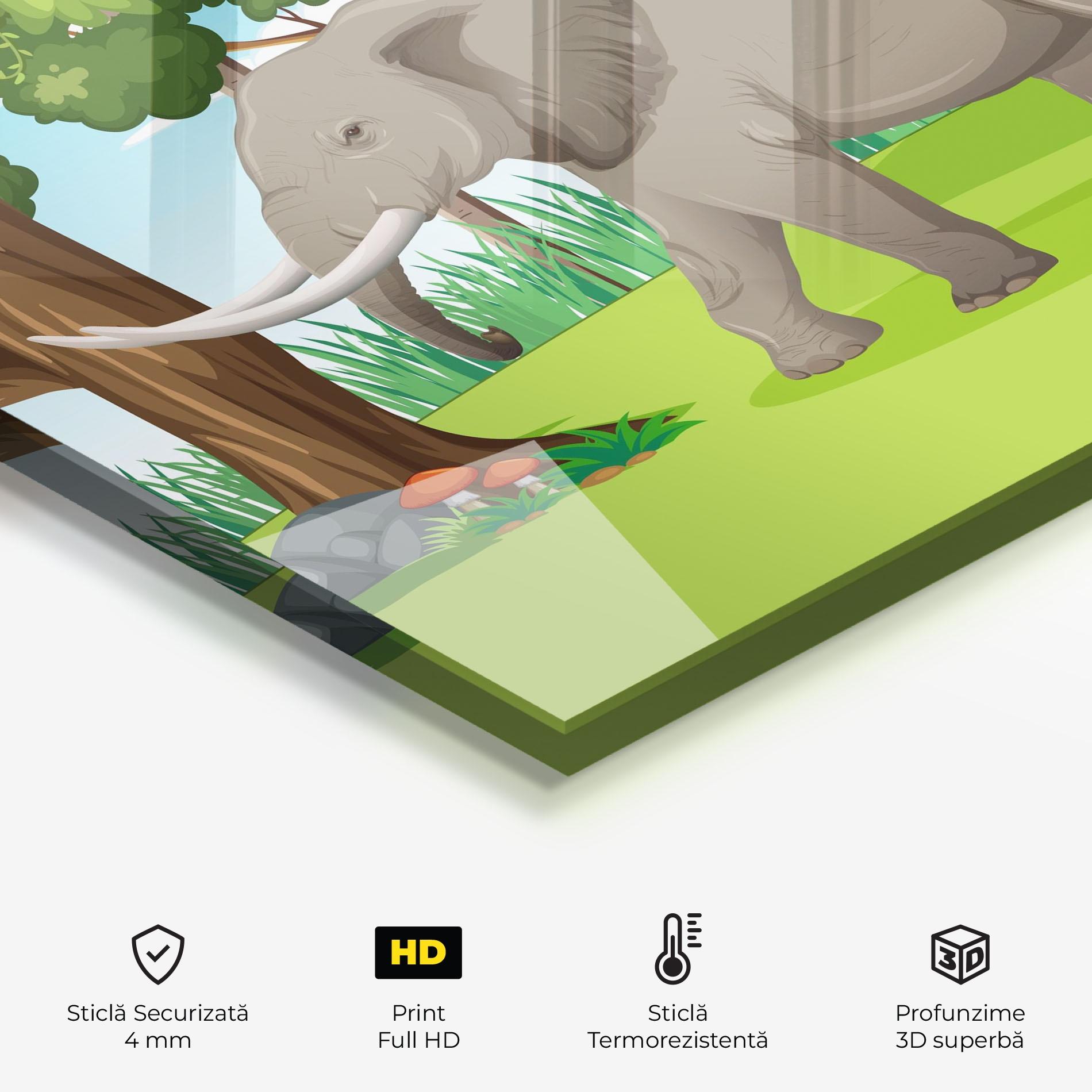 Panou Sticla Bucatarie Animated Elephant mockup 2