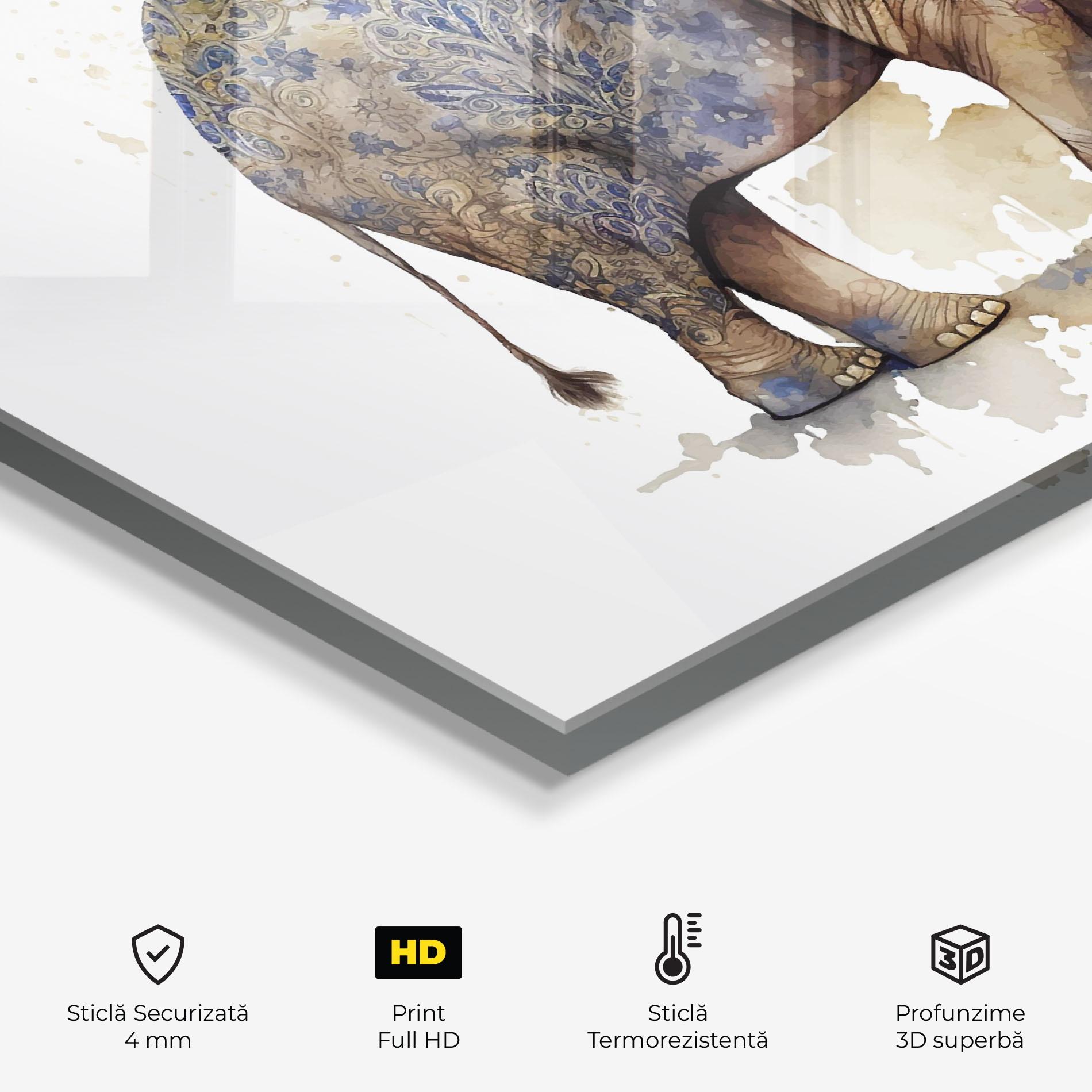 Panou Sticla Bucatarie Blue Grey Elephant mockup 2