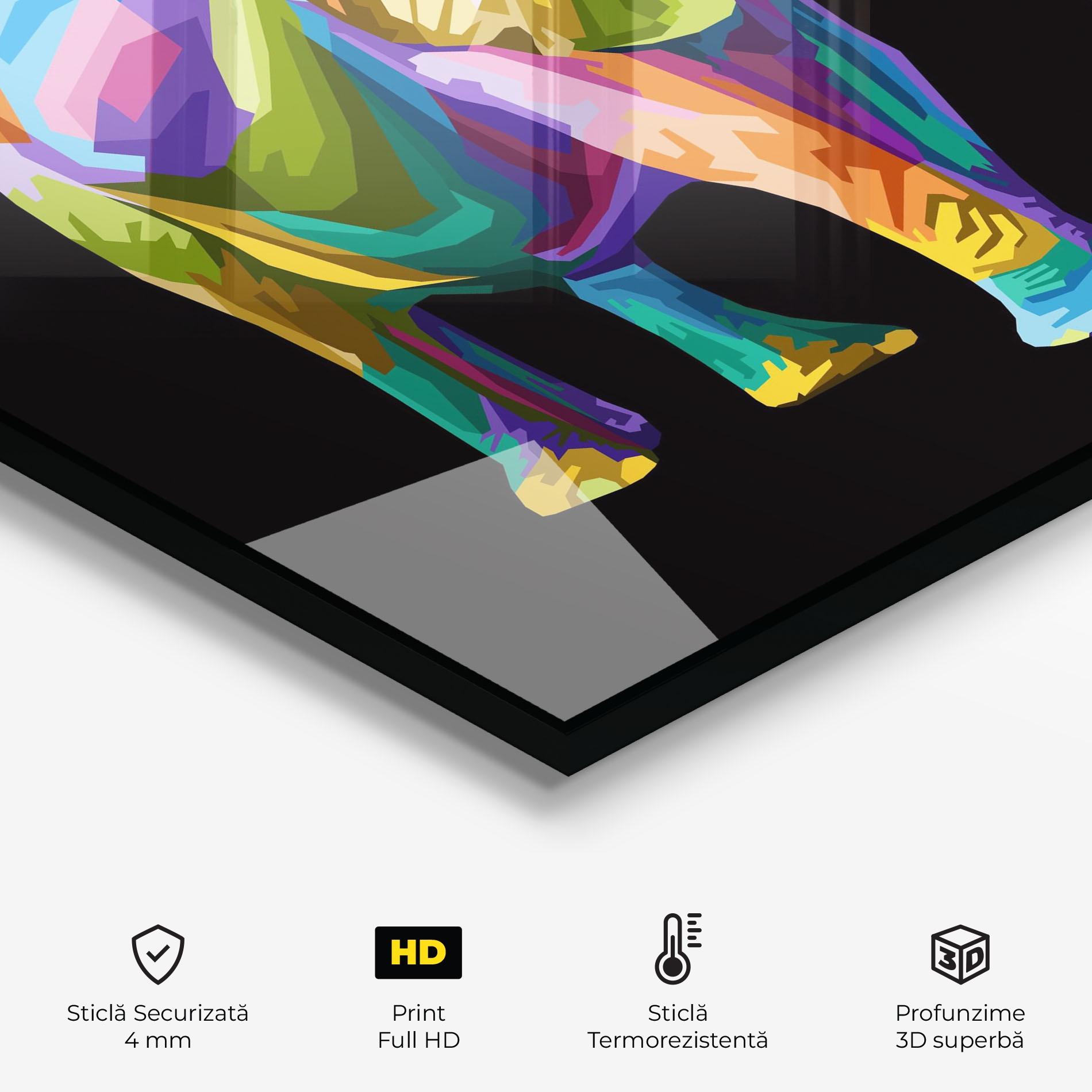 Panou Sticla Bucatarie Colorful Elephant Art mockup 2