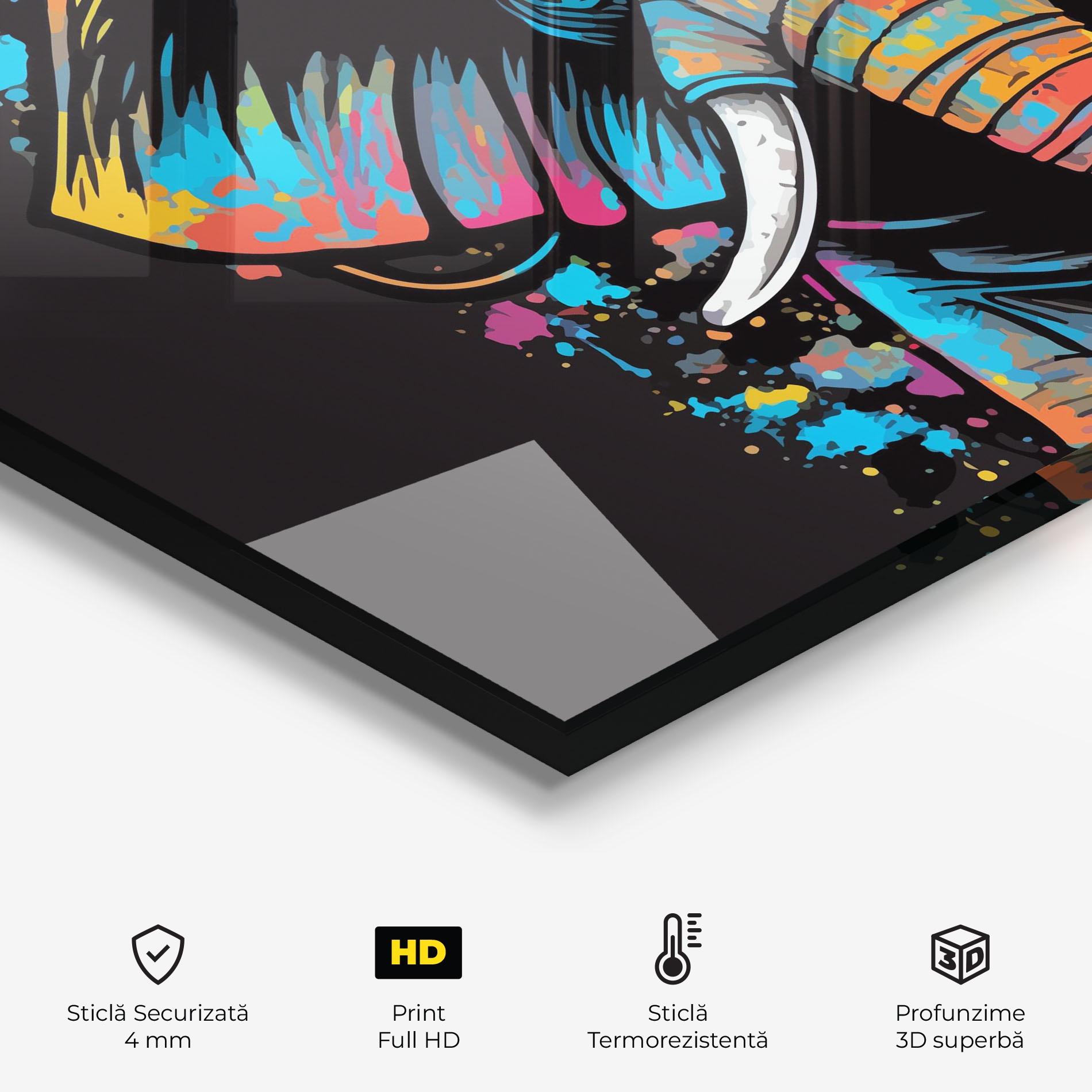 Panou Sticla Bucatarie Colorful Grey Elephant mockup 2