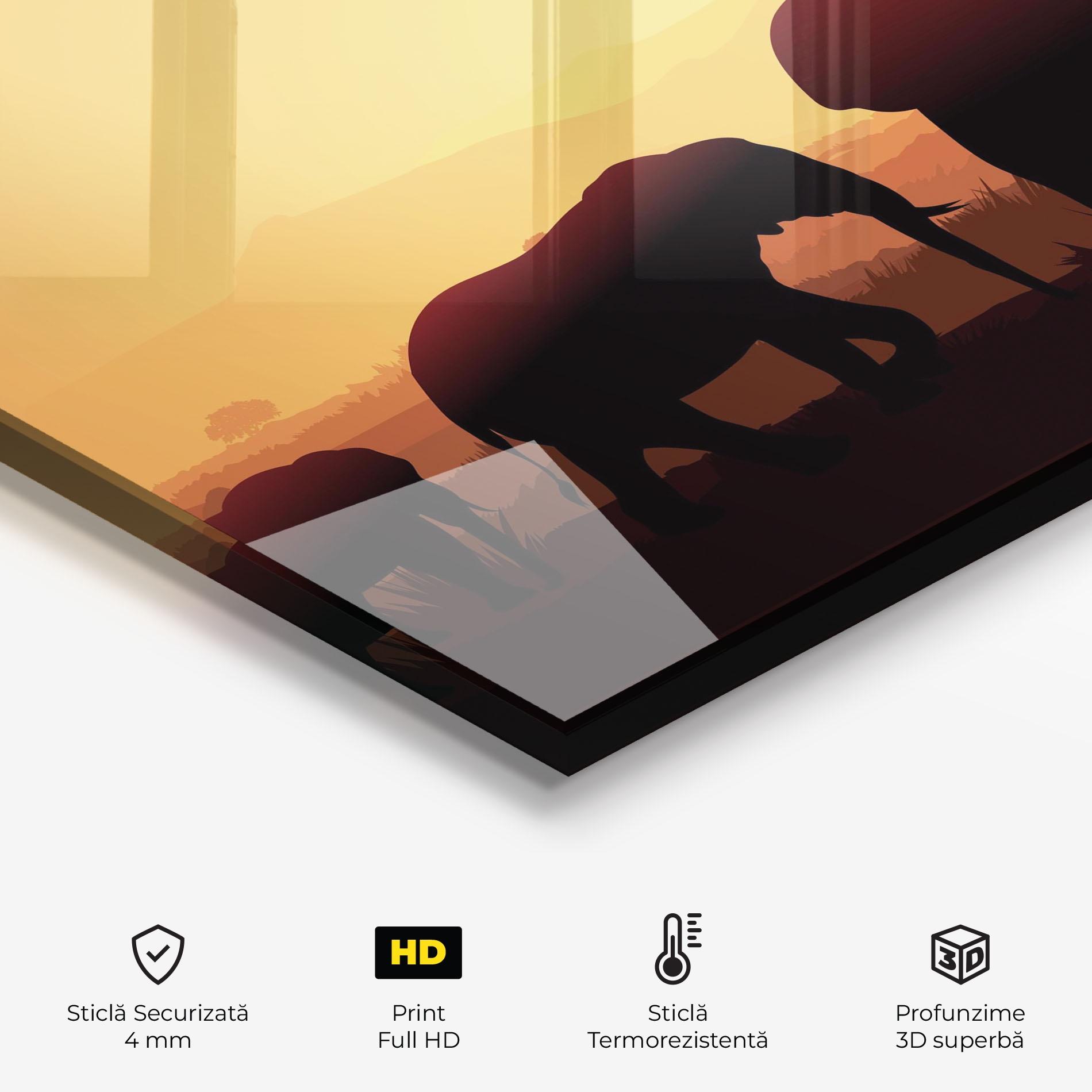 Panou Sticla Bucatarie Elephant Shilouette Sunset mockup 2