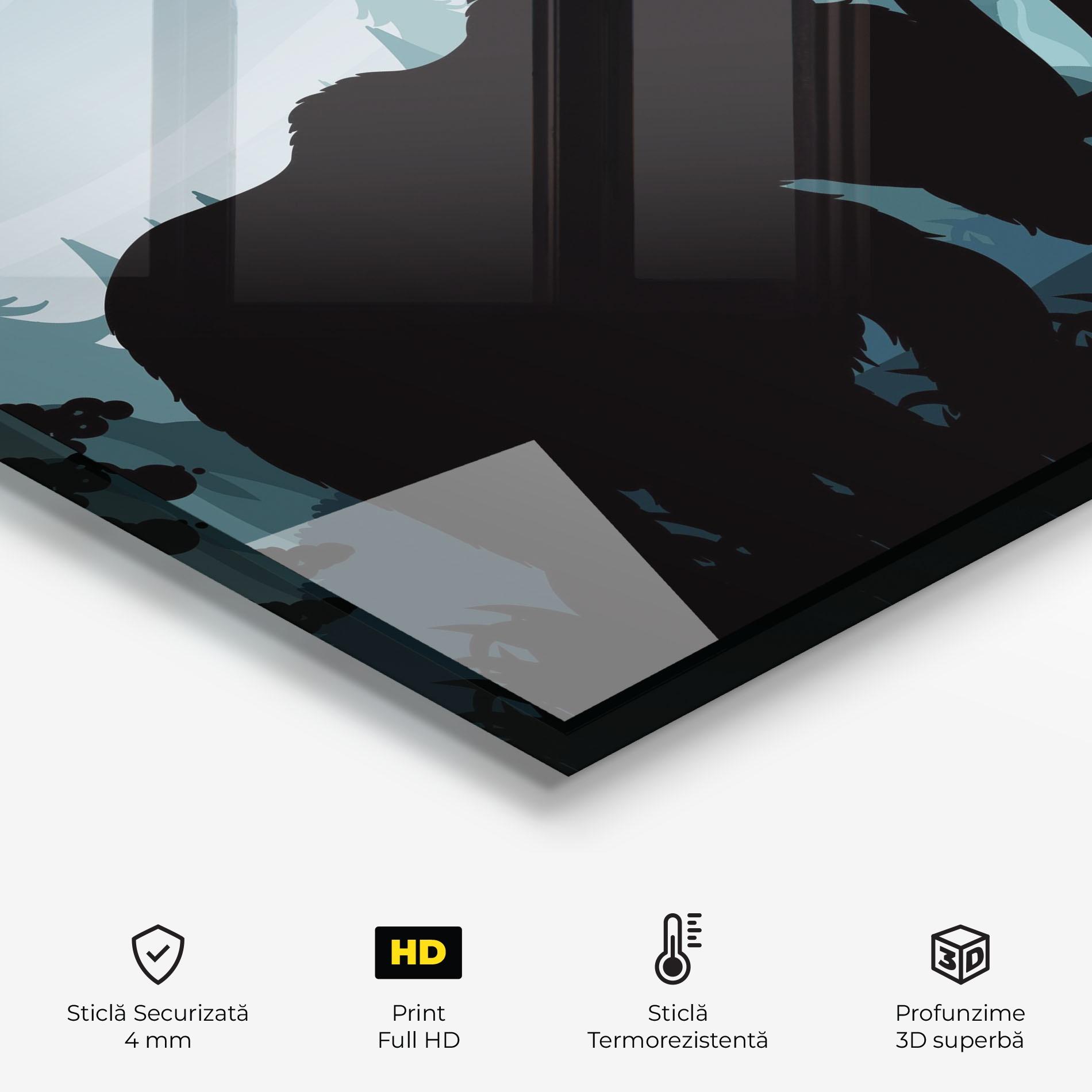 Panou Sticla Bucatarie Elephant Shilouette mockup 2