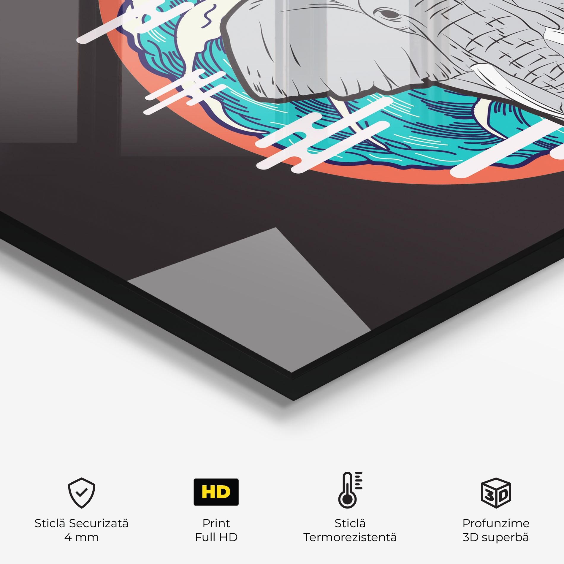 Panou Sticla Bucatarie Elephant Waves mockup 2