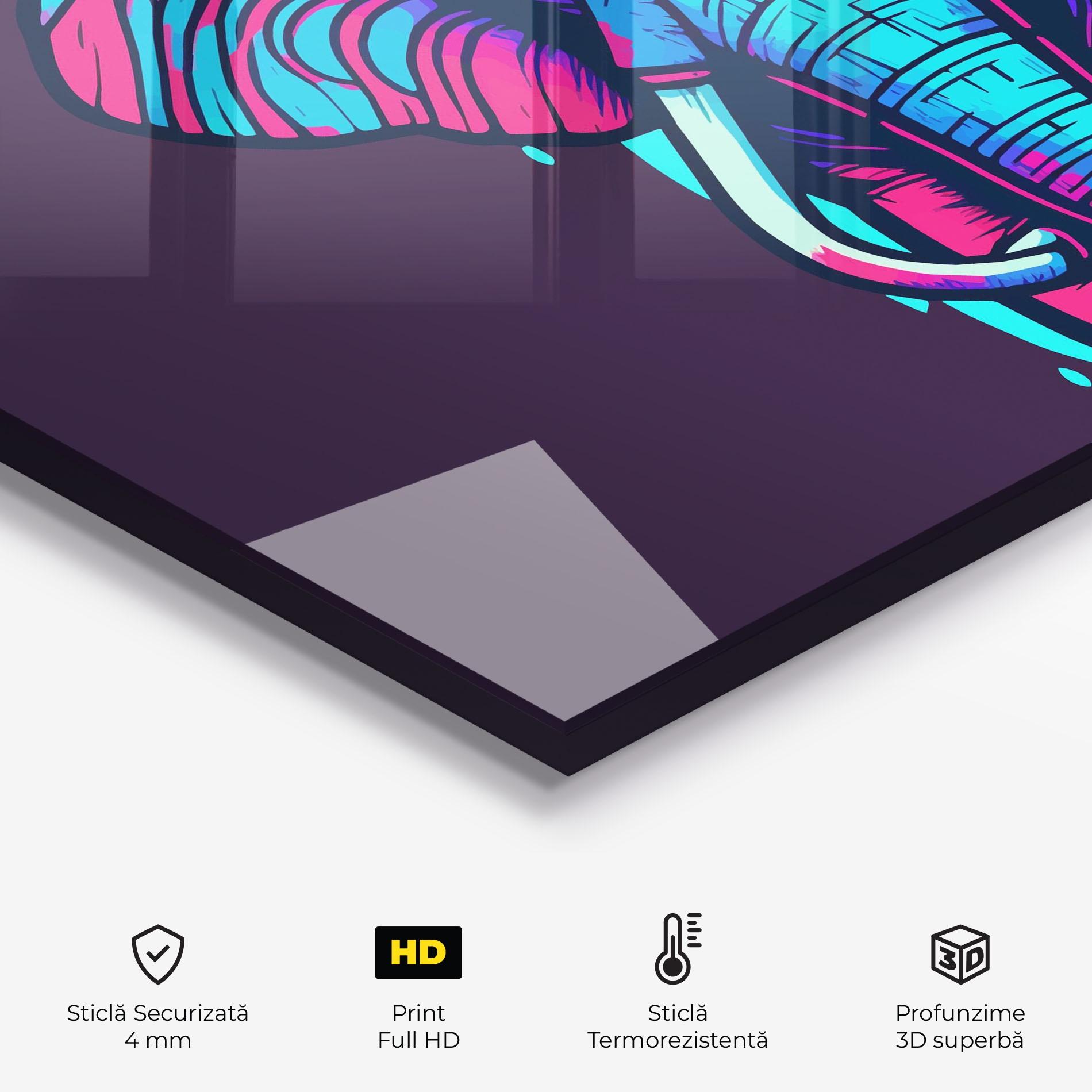 Panou Sticla Bucatarie Pink Blue Elephant mockup 2