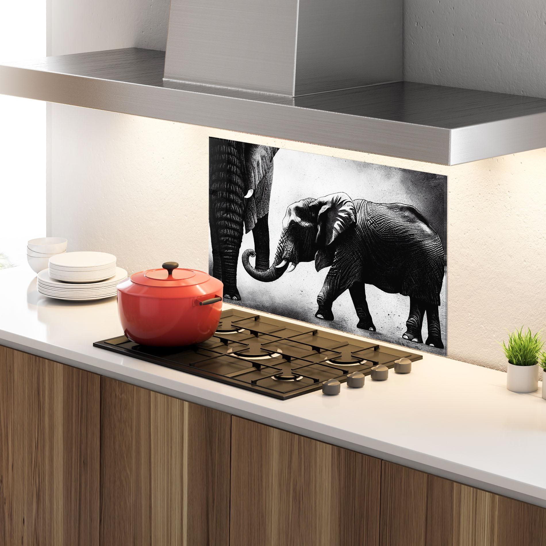 Panou Sticla Bucatarie Baby Elephant mockup 4