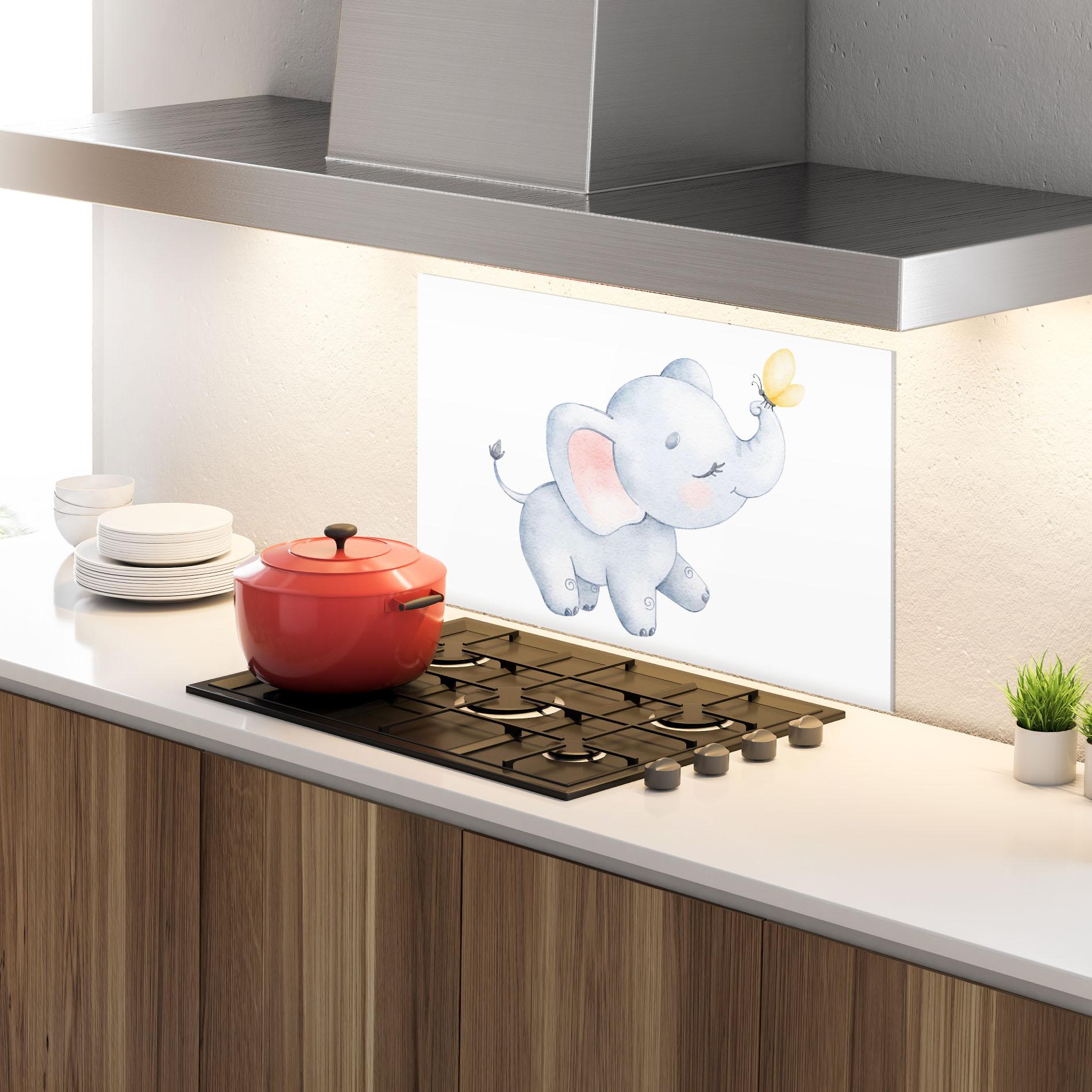 Panou Sticla Bucatarie Elephant Butterfly mockup 4