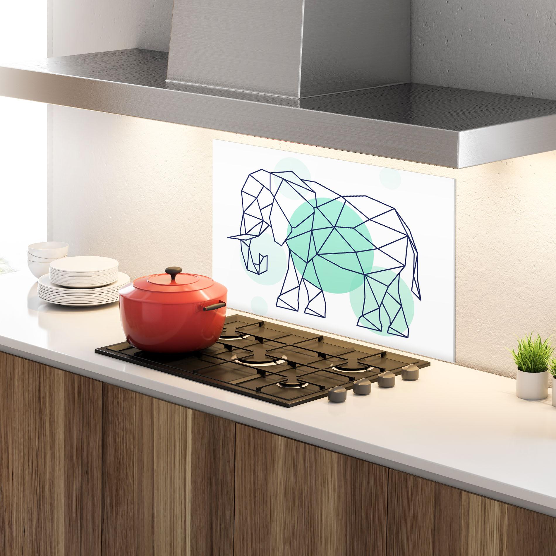 Panou Sticla Bucatarie Elephant Geometric mockup 4