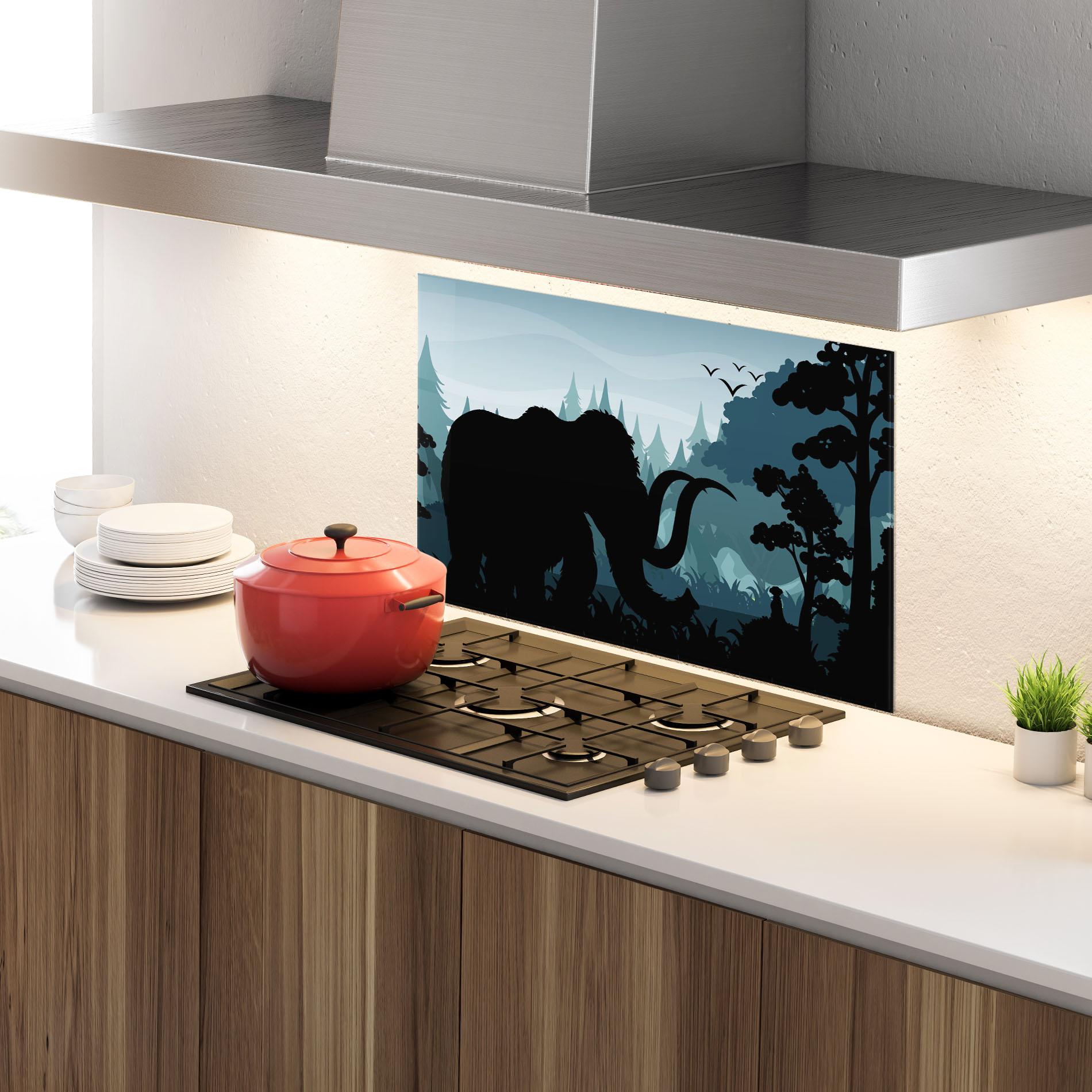 Panou Sticla Bucatarie Elephant Shilouette mockup 4