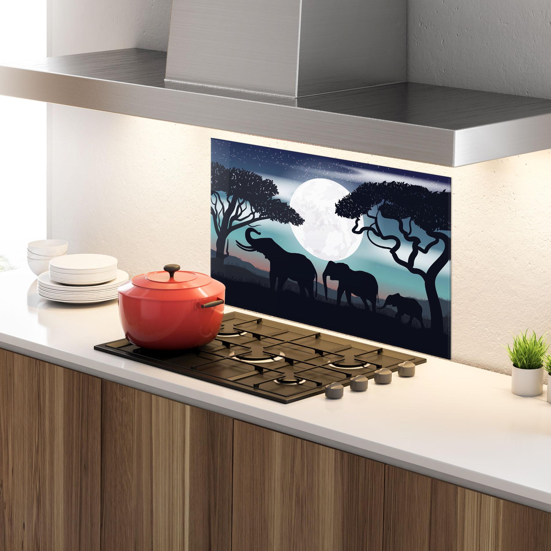 Panou Sticla Bucatarie Moon Elephant mockup 4