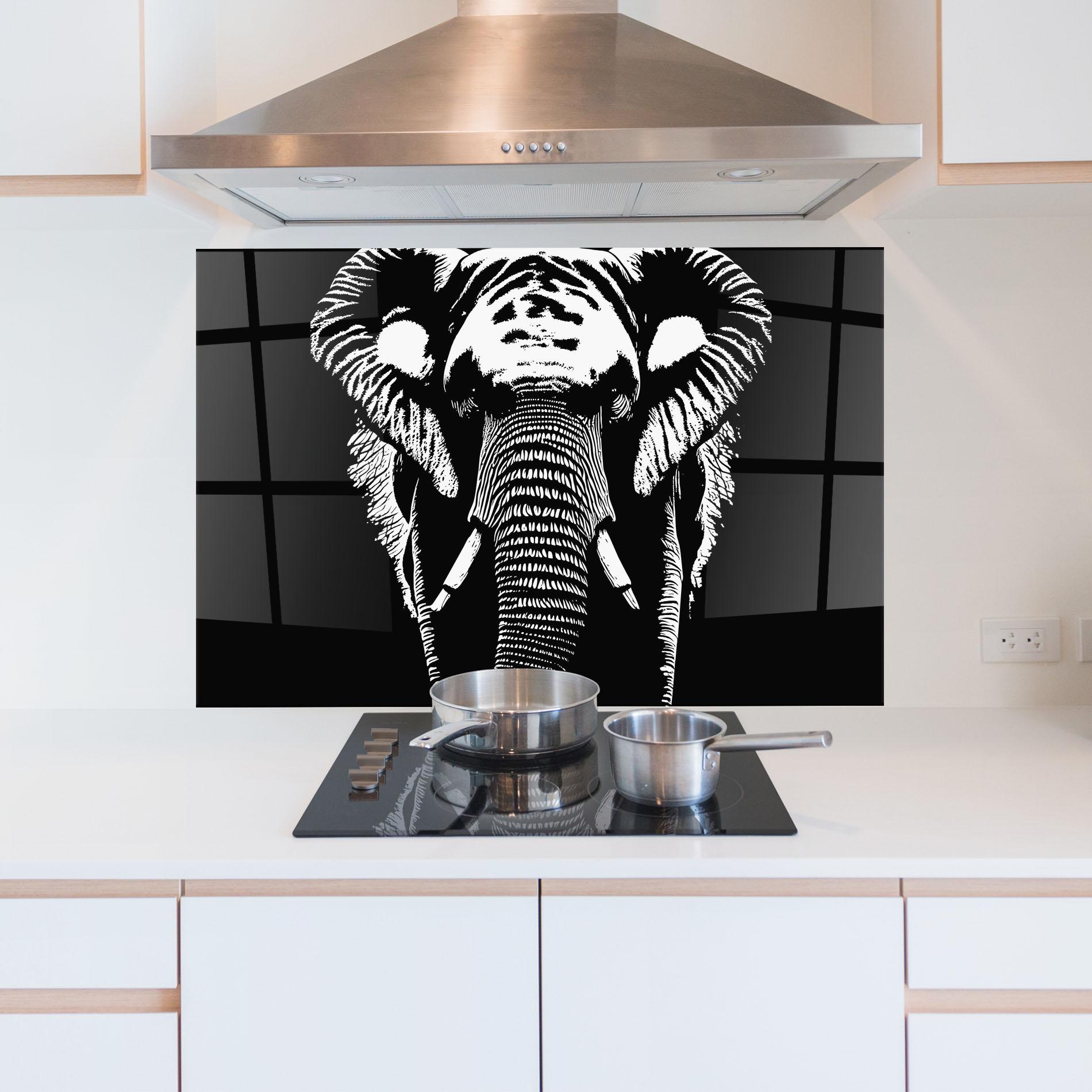 Panou Sticla Bucatarie Elephant Drawing mockup 5