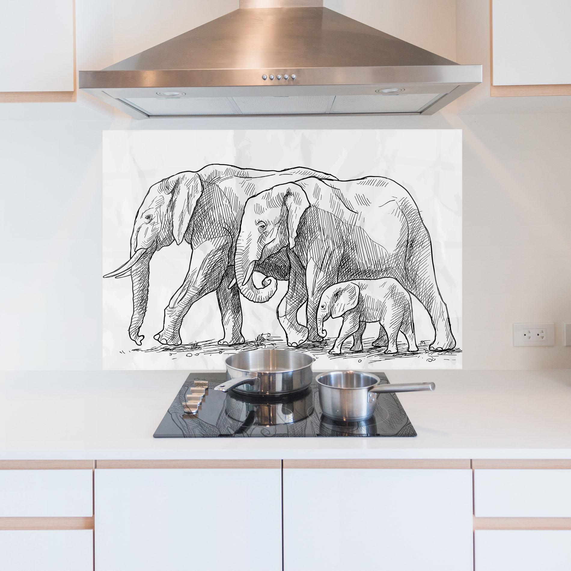 Panou Sticla Bucatarie Elephant Family mockup 5