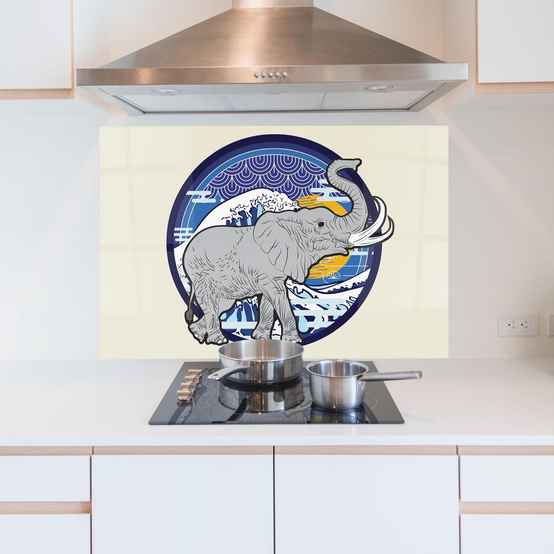 Panou Sticla Bucatarie Elephant On Cream mockup 5